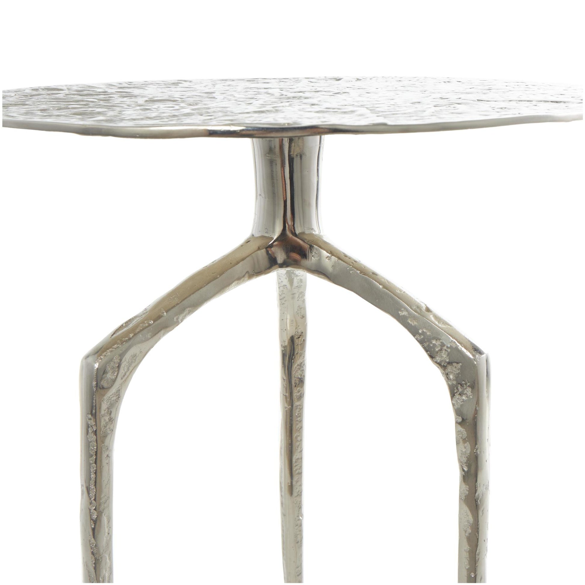 Geometric Aluminum Metal Slim Textured Side End Accent Table