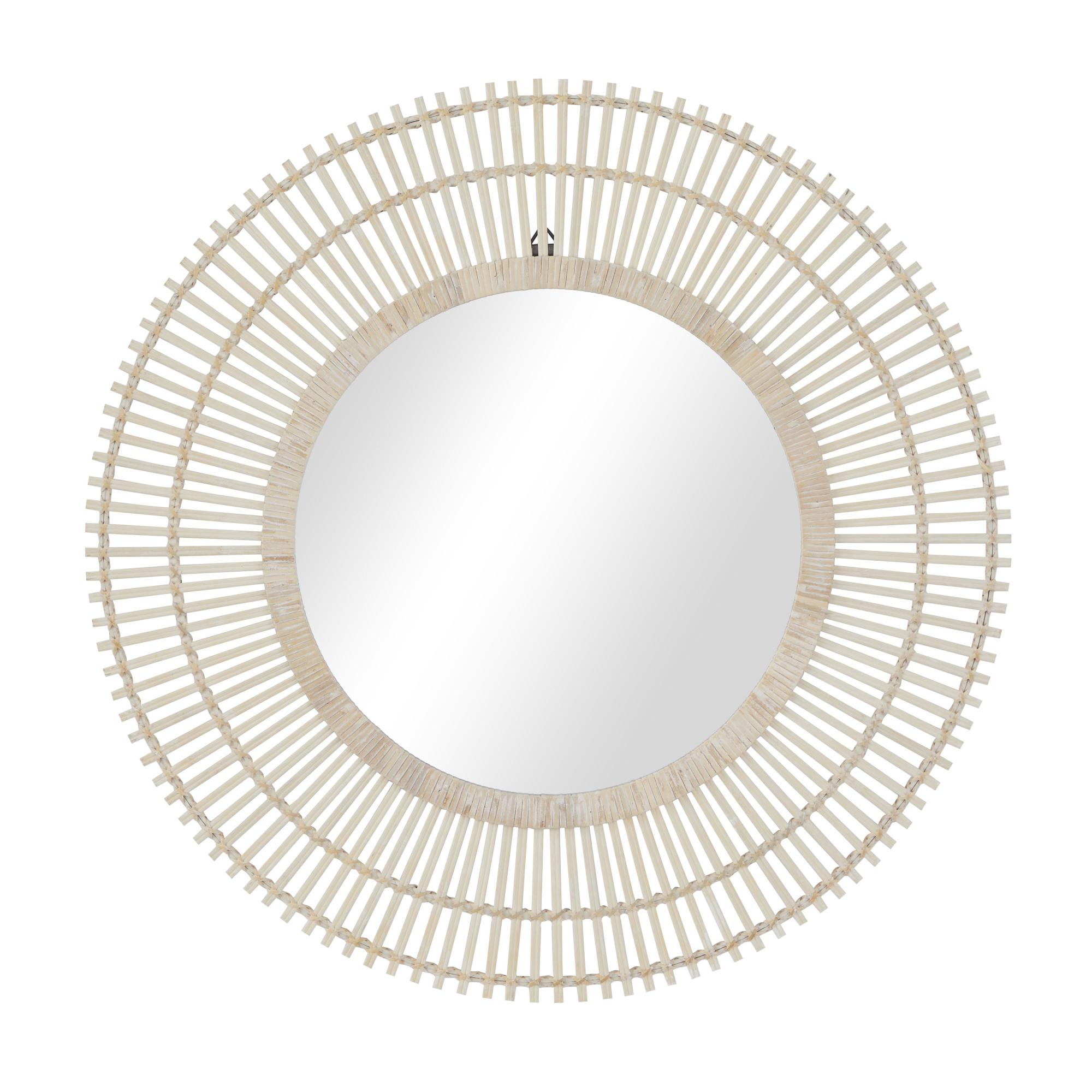 Starburst Bamboo Wood Handmade Stick Room Wall Mirror 36" x 1" x 36"