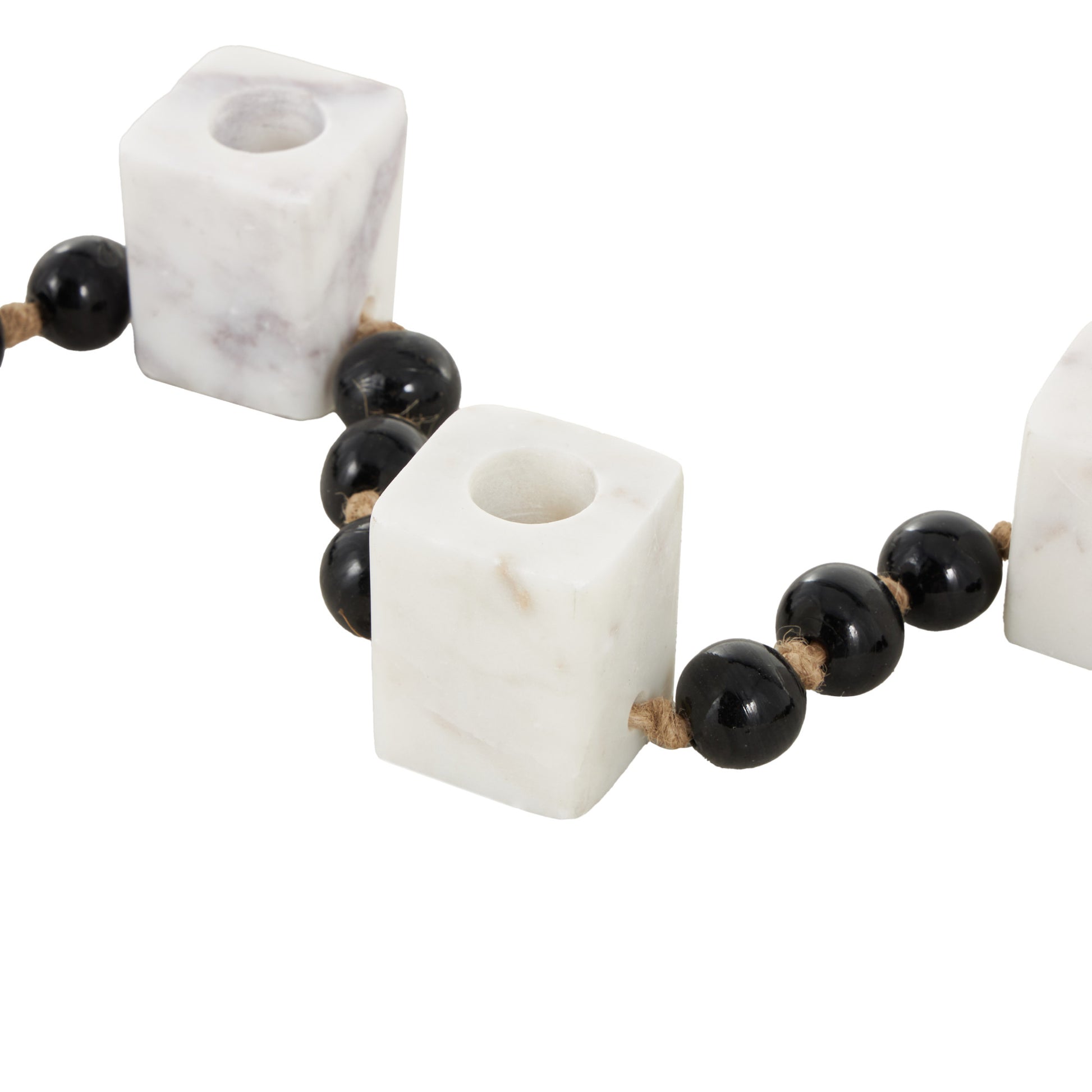 Wood Garland Decorative Candle Holder with Brown Tassel