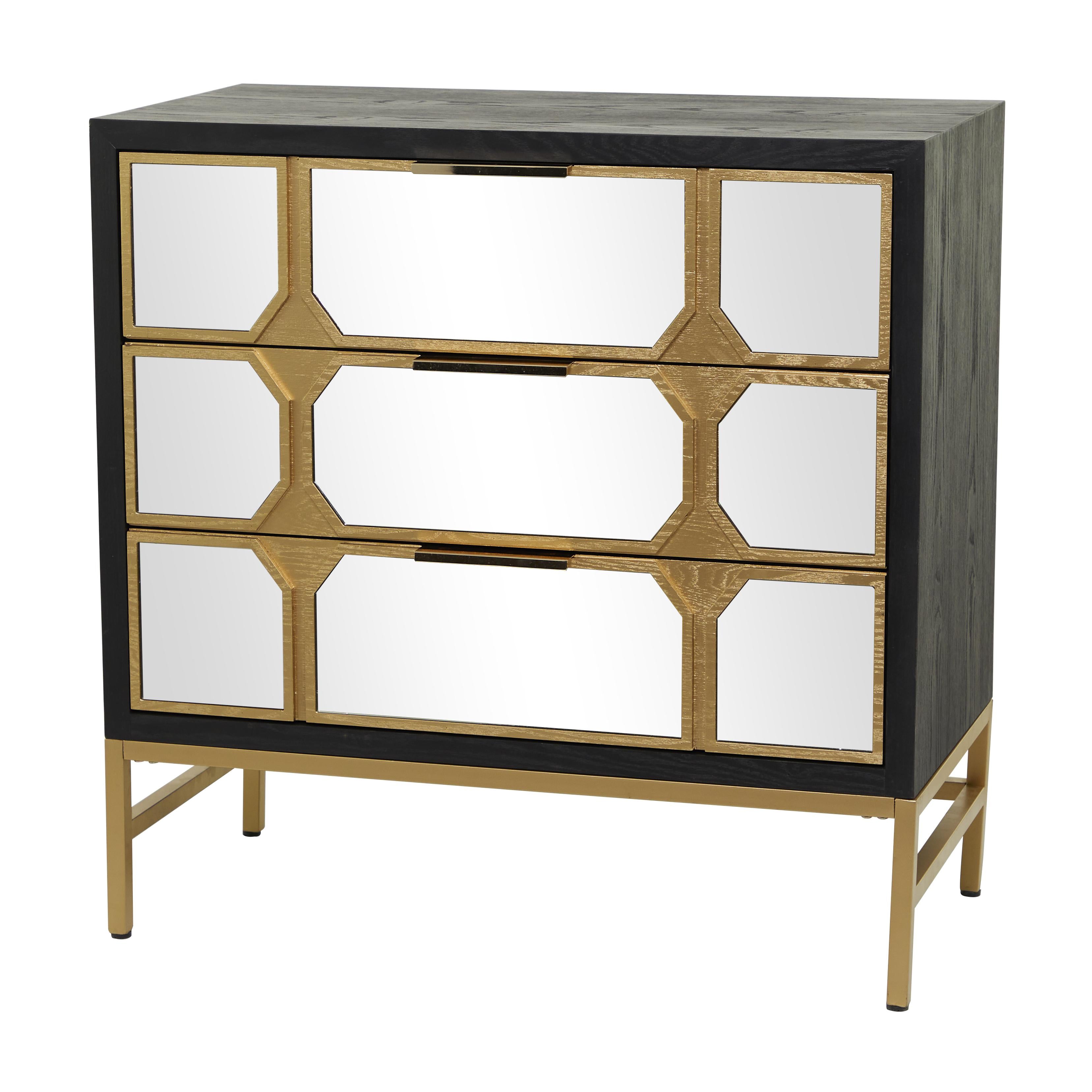 Wooden 3 Drawer Room Cabinet with Mirrored Front