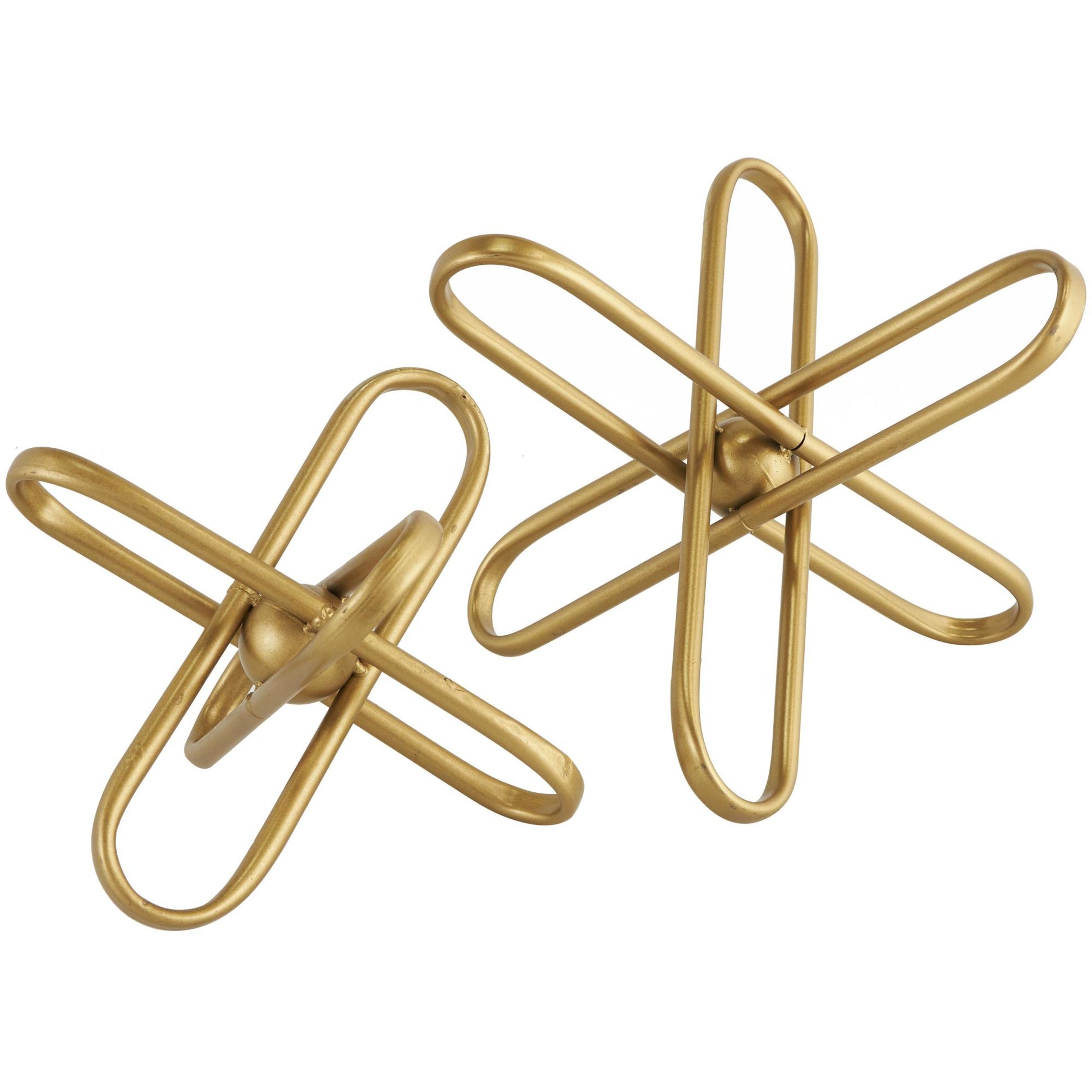 CosmoLiving by Cosmopolitan Set of 2 Jack Gold Metal Linked Decorative Sculpture with Orb Center