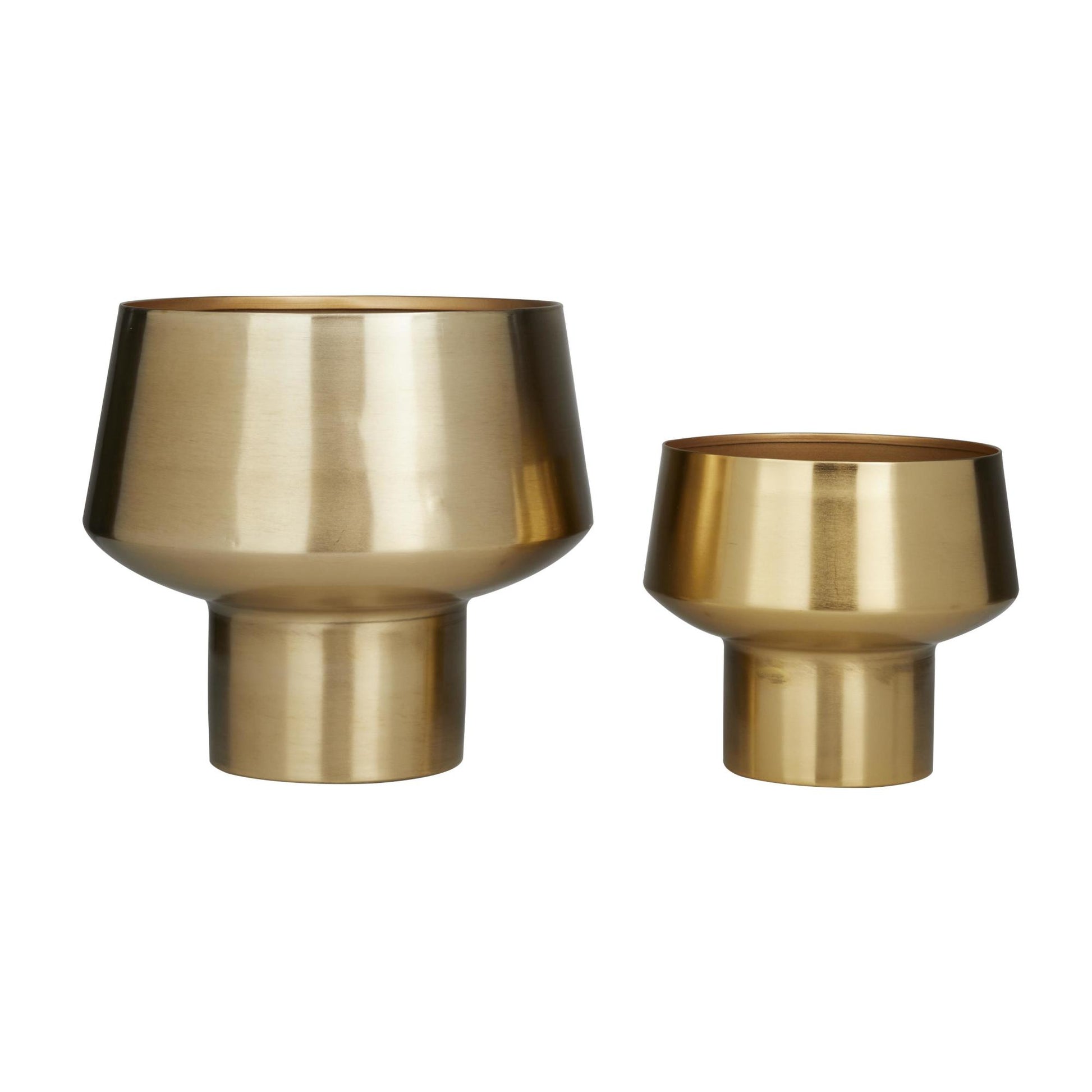 Set of 2 Gold Metal Indoor Outdoor Planter with Elevated Base