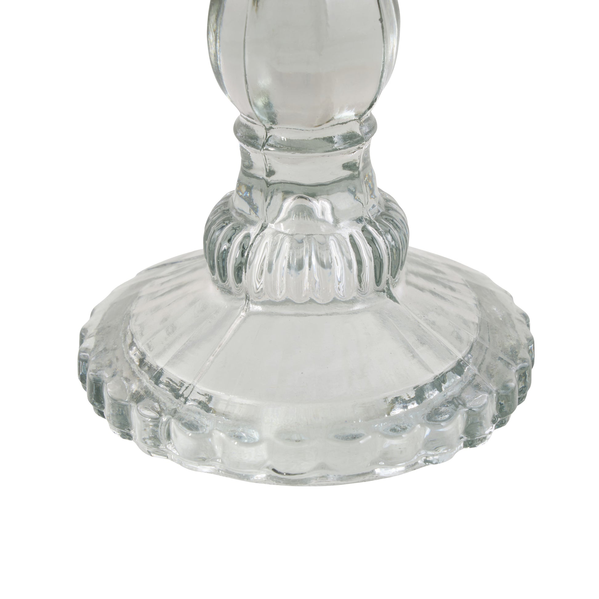 Set of 3 Clear Glass Fluted Turned Decorative Candle Holder