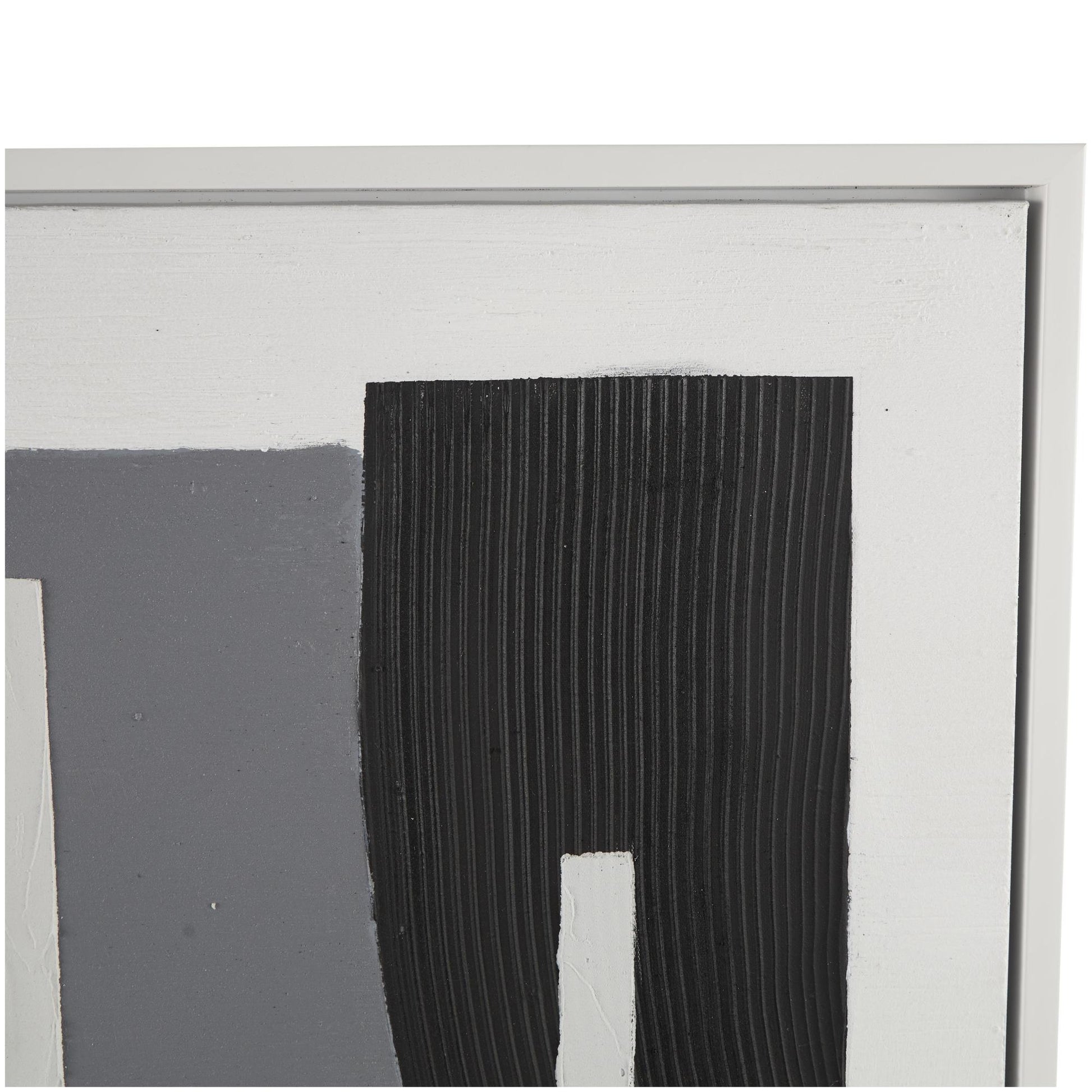 Geometric Canvas Textured Living Room Framed Wall Art with Various Shapes and White Accents