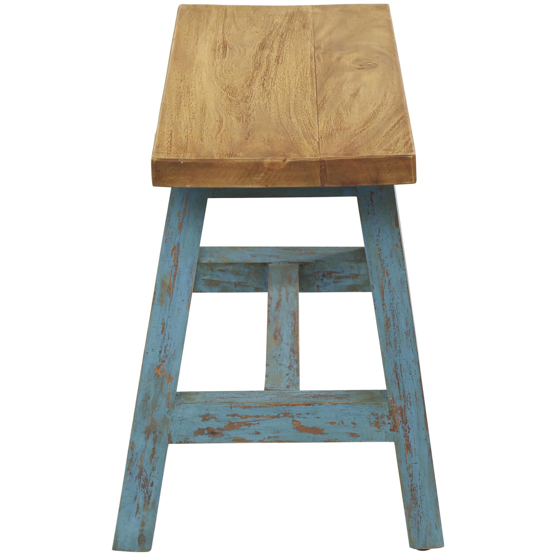 Wood Living Room Stool with Brown Wood Top 20" x 14" x 18"