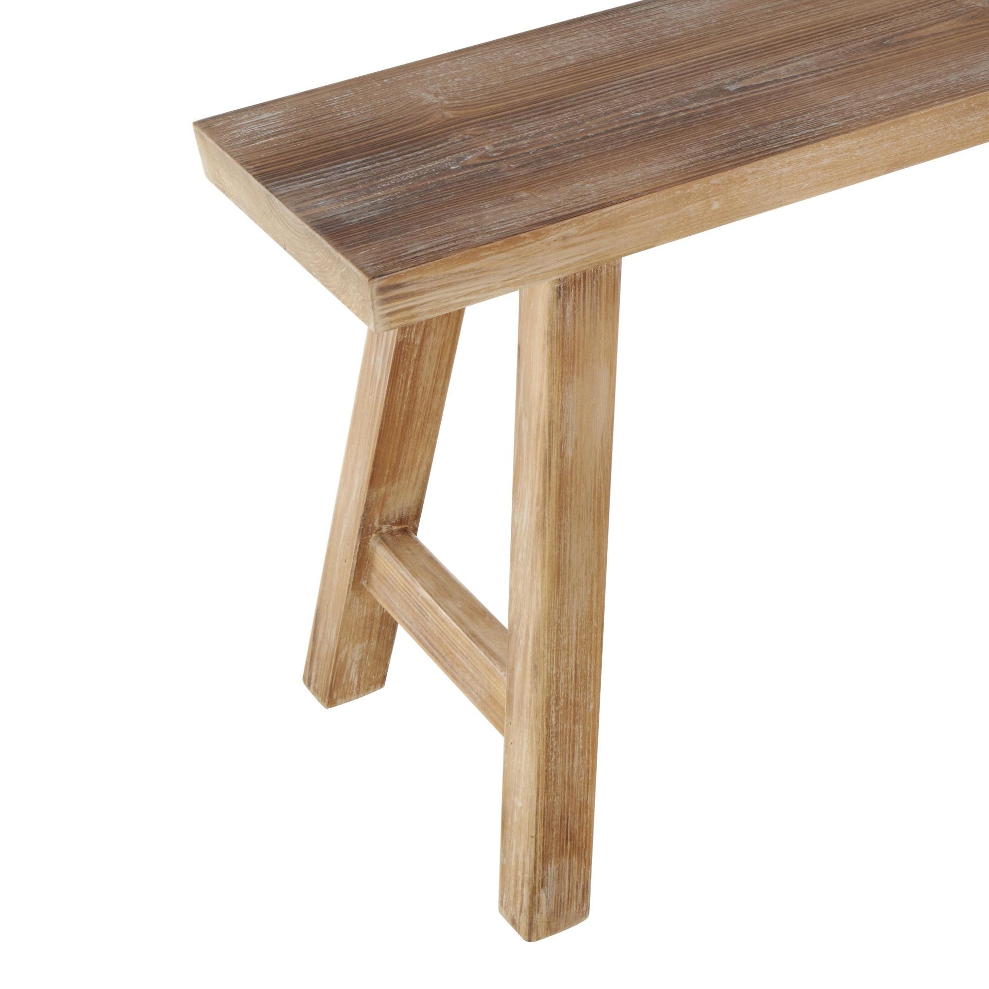 Set of 2 Brown Wood Slim Distressed Home Bench with Smaller White Bench