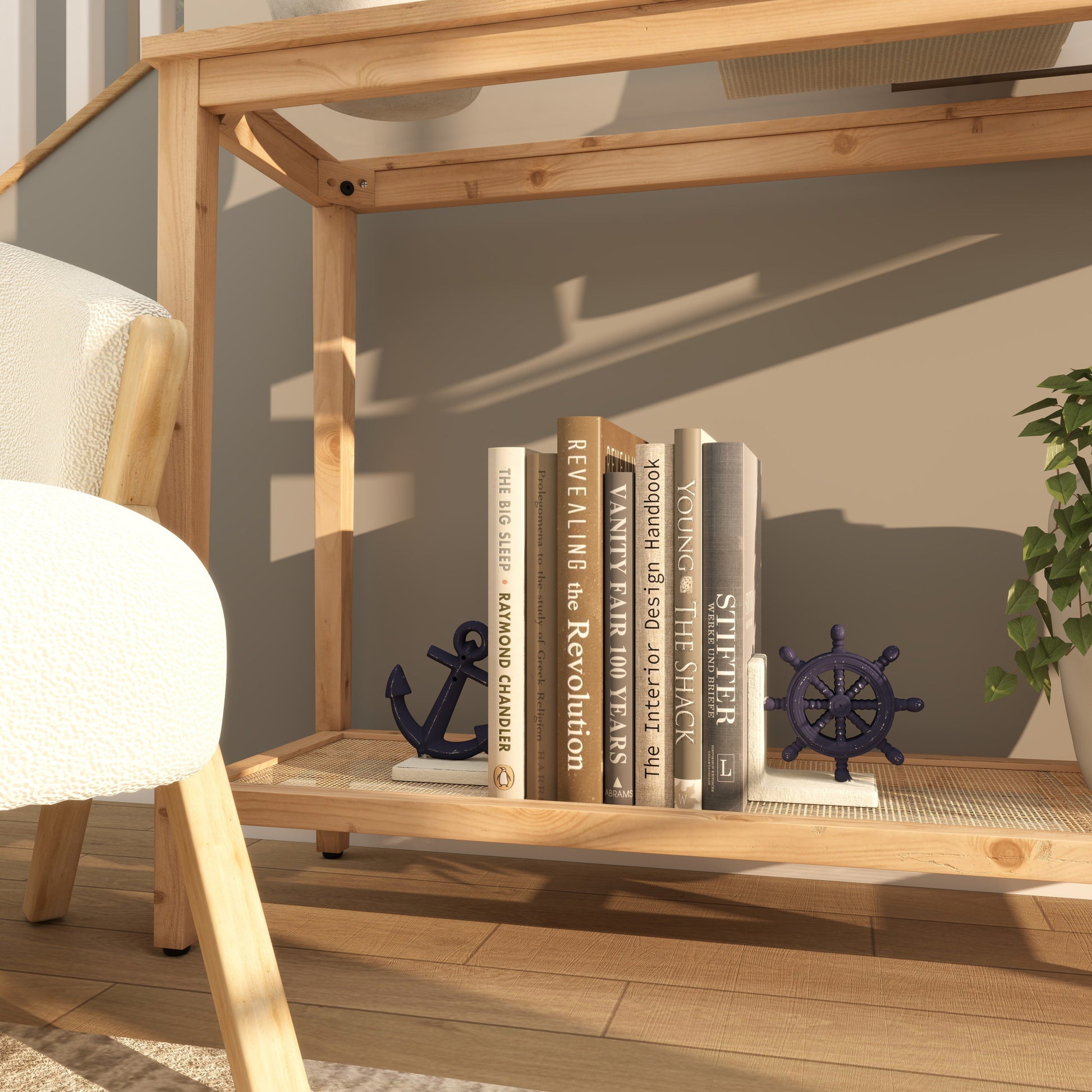 Set of 2 Ship Wheel Blue Metal Anchor Decorative Bookends