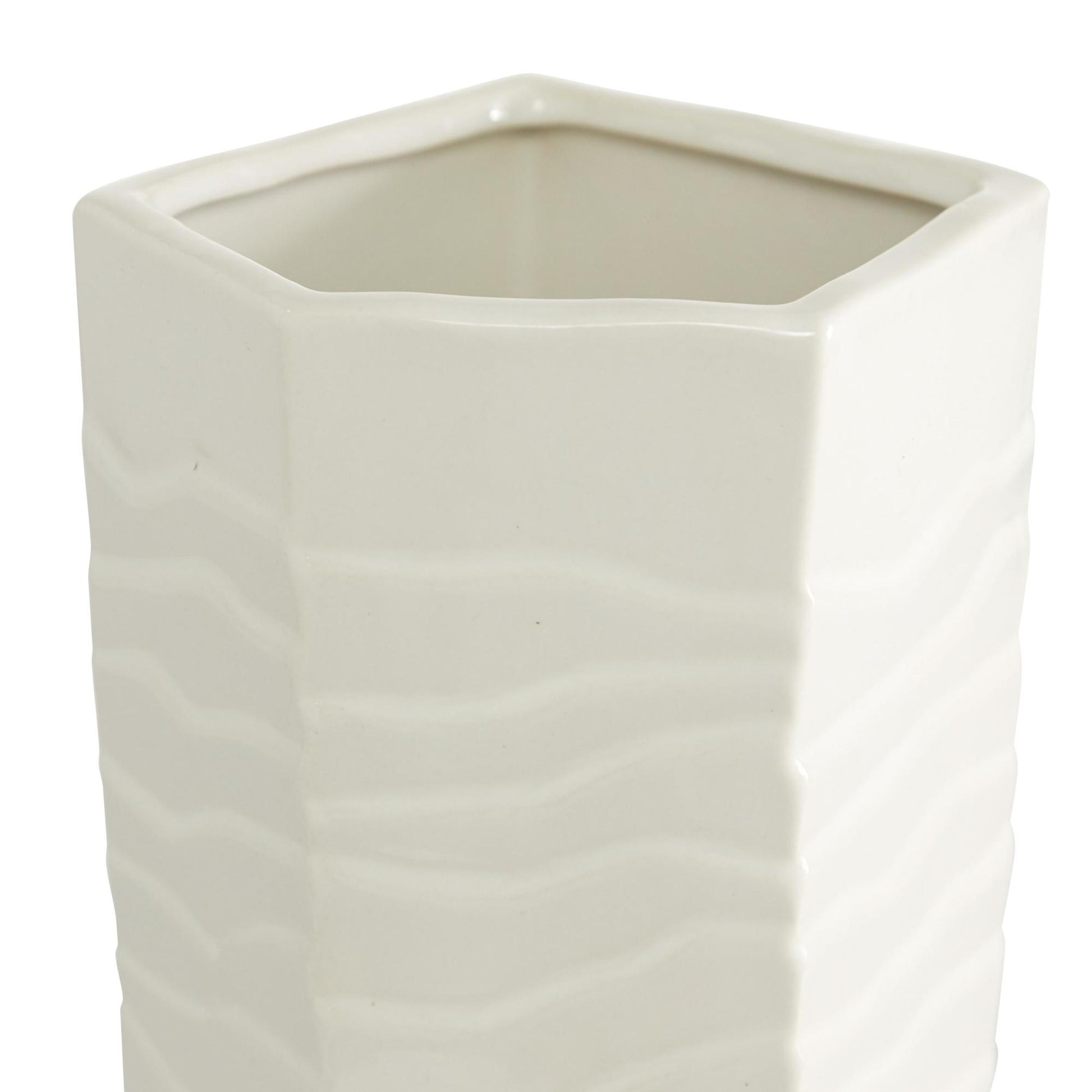 White Ceramic Textured Decorative Vase