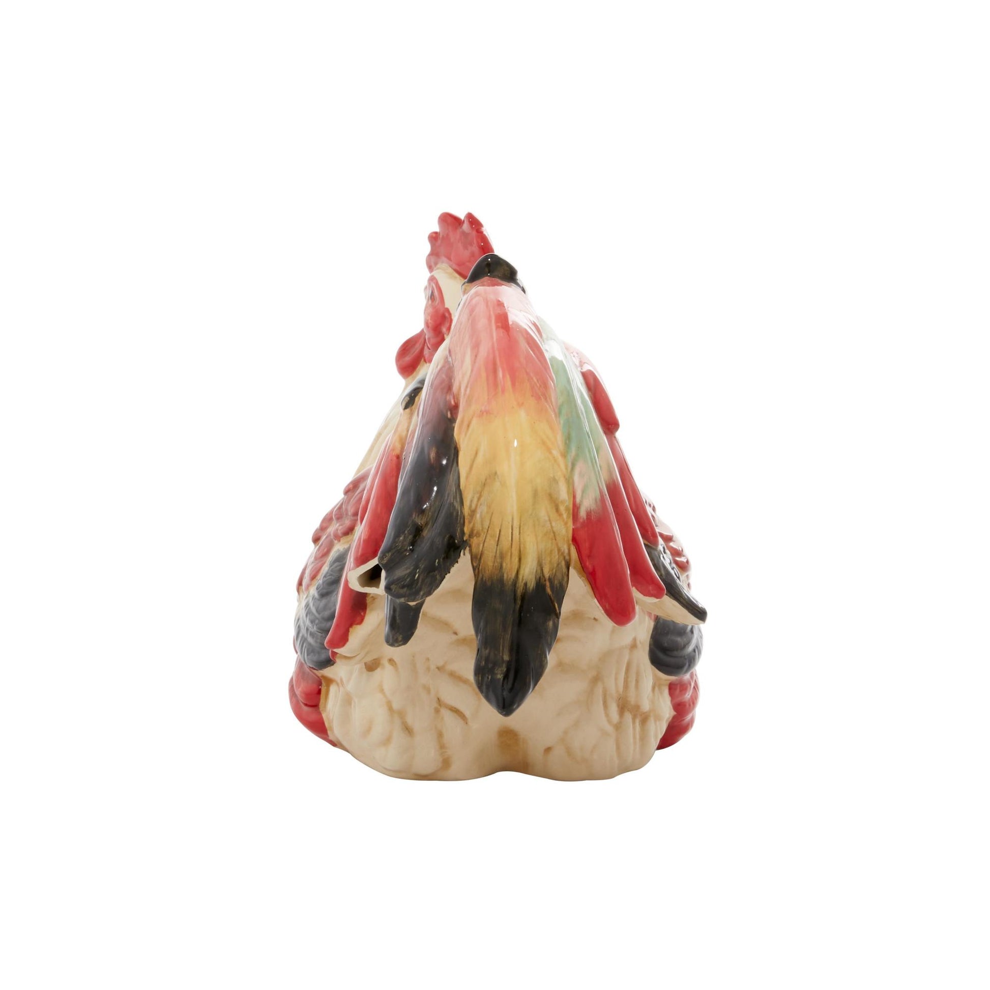 Rooster Red Ceramic Indoor Outdoor Decorative Garden Sculpture