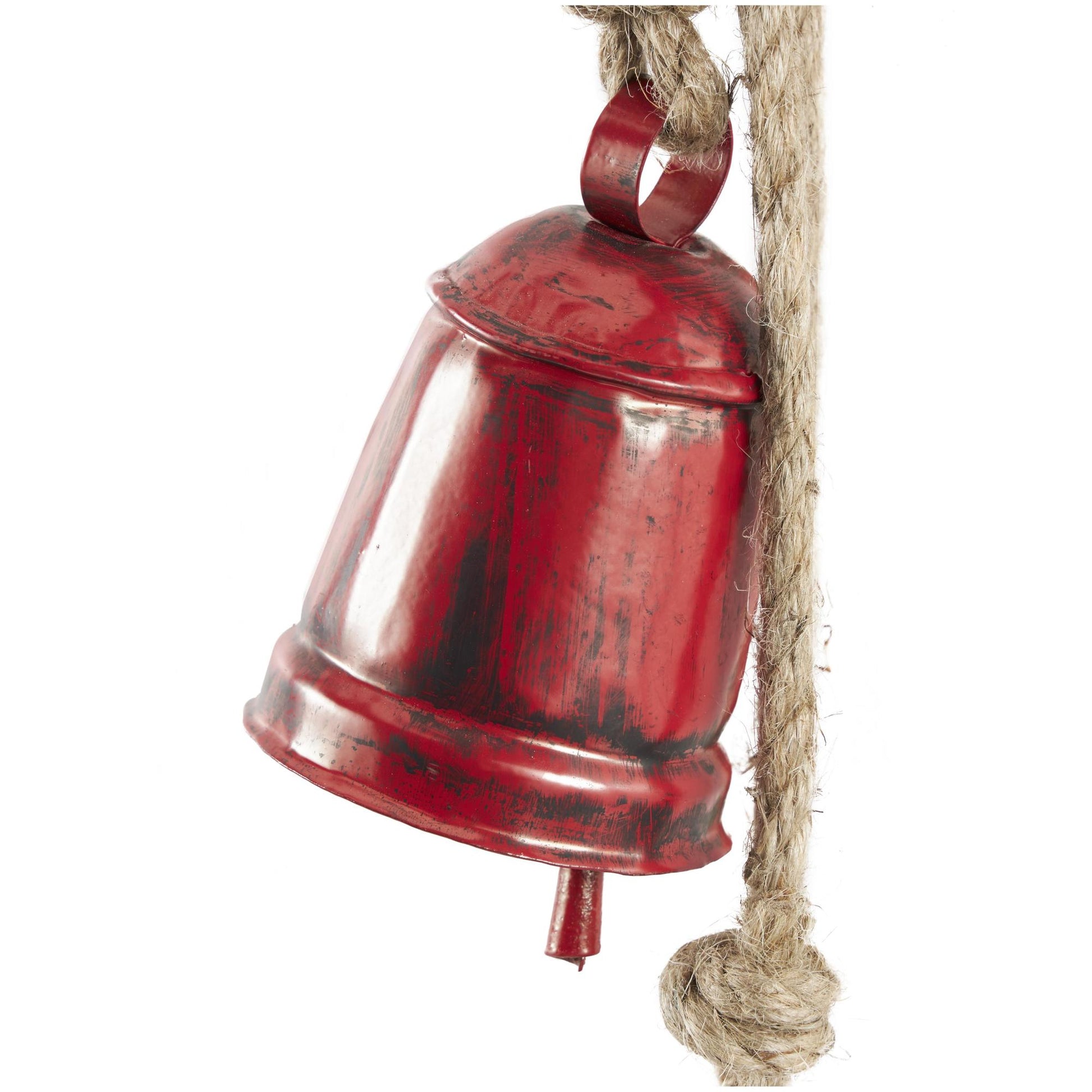 Metal Handmade Tibetan Inspired Indoor Outdoor Decorative Cow Bells with 4 Bells on Jute Hanging Rope