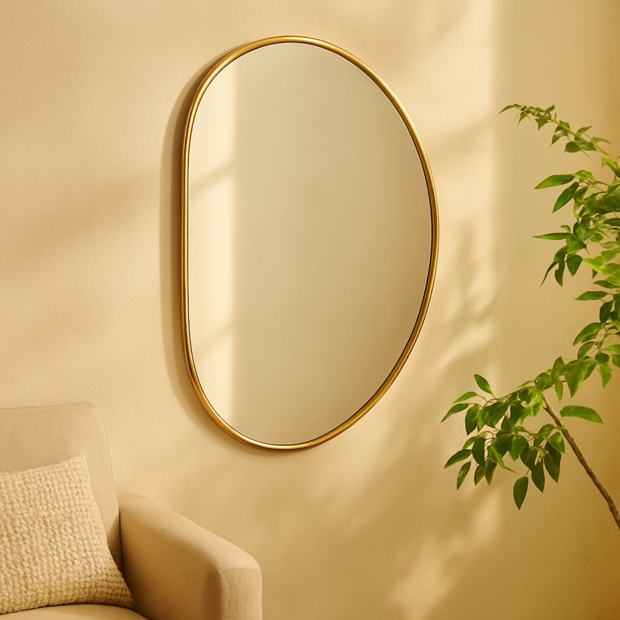 Gold Metal Oval Room Wall Mirror