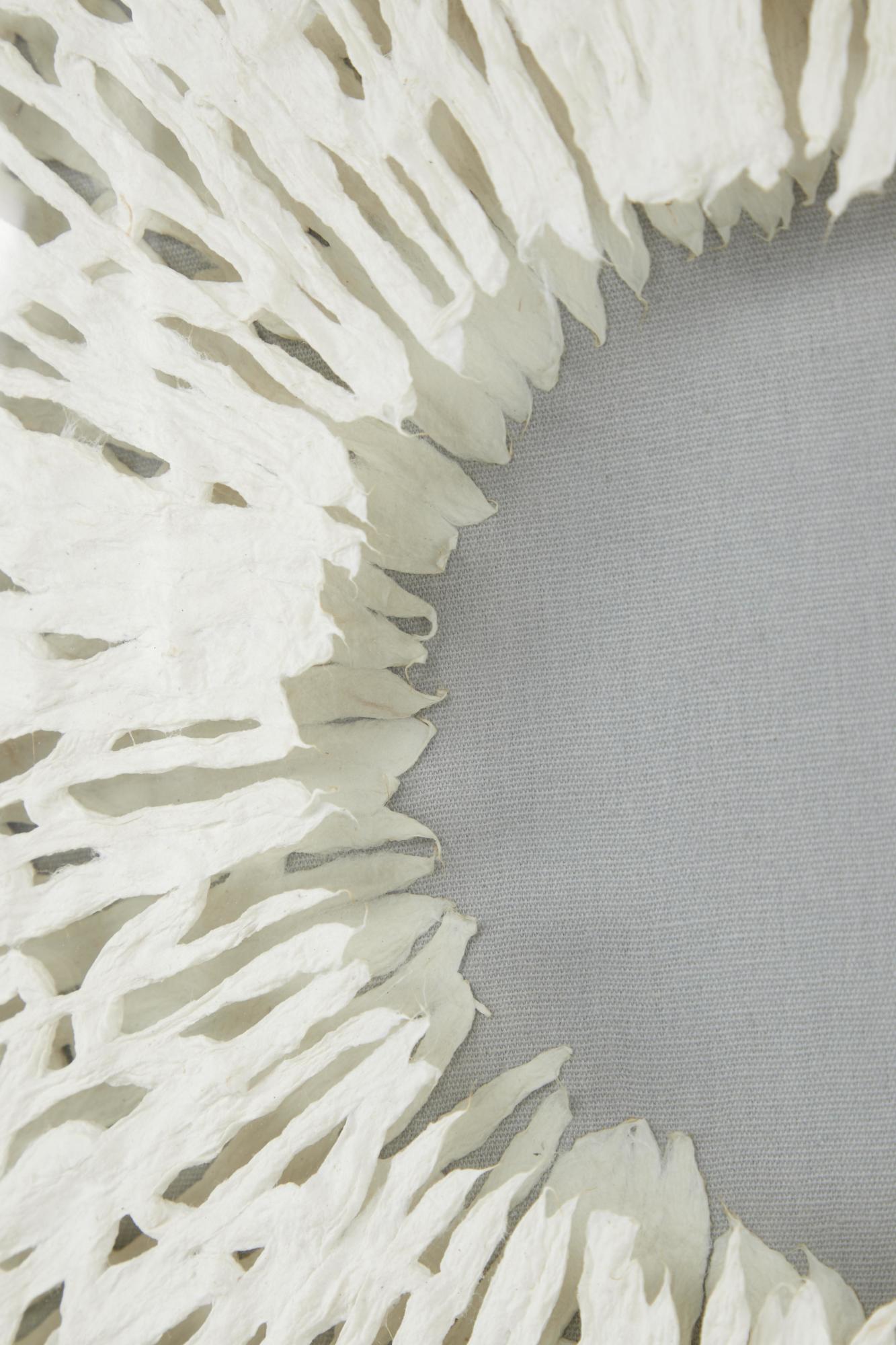 Geometric White Paper Handmade 3D Circle Origami Home Shadow Box with Canvas Backing