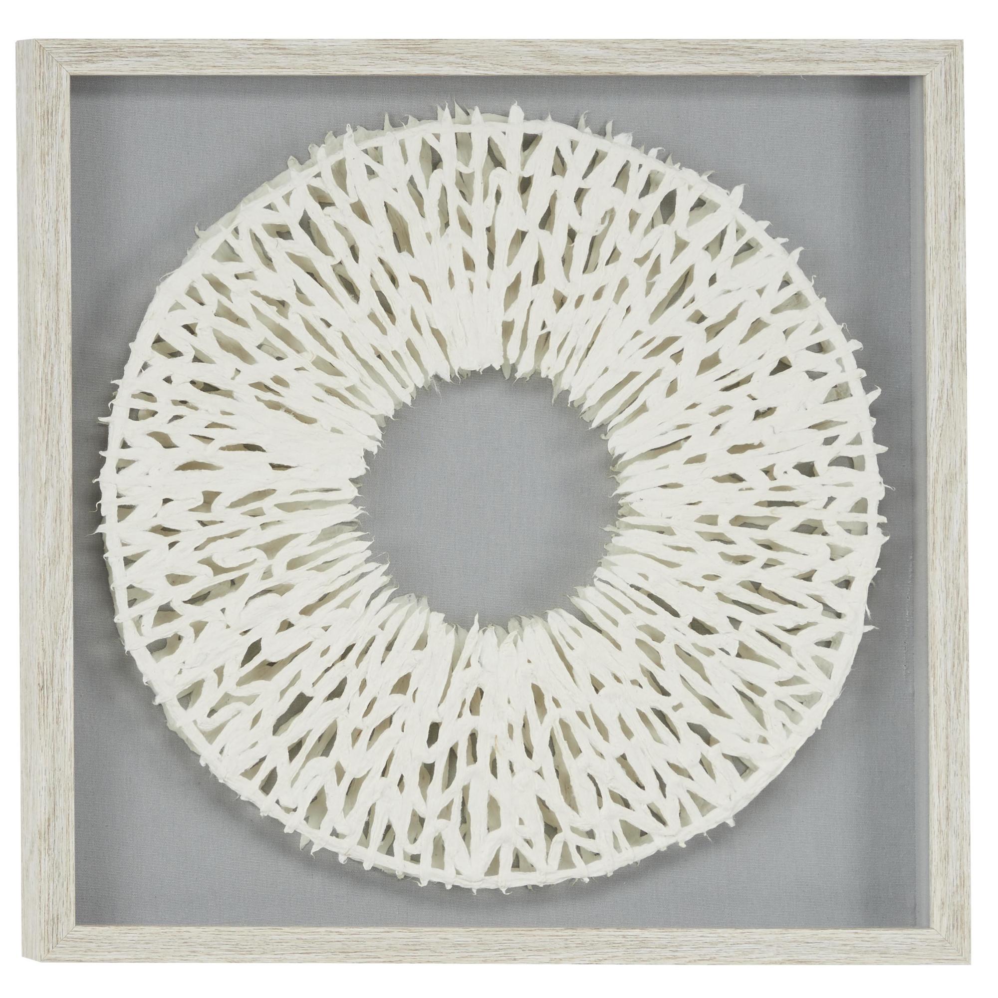 Geometric White Paper Handmade 3D Circle Origami Home Shadow Box with Canvas Backing
