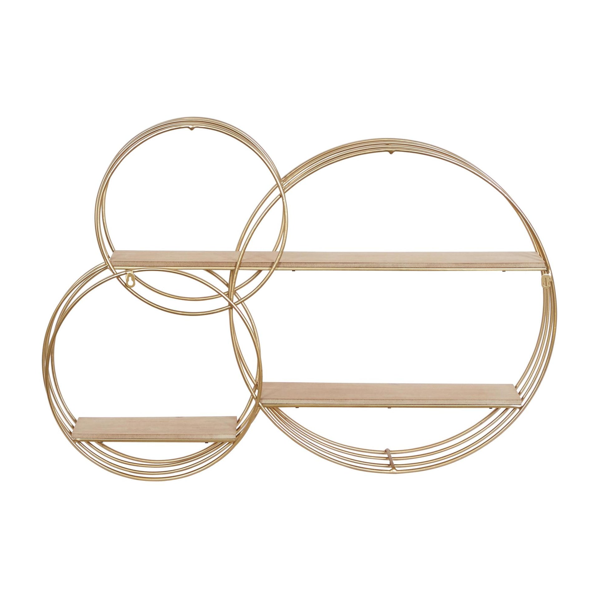 Geometric Gold Metal 3 Shelves Room Wall Shelf