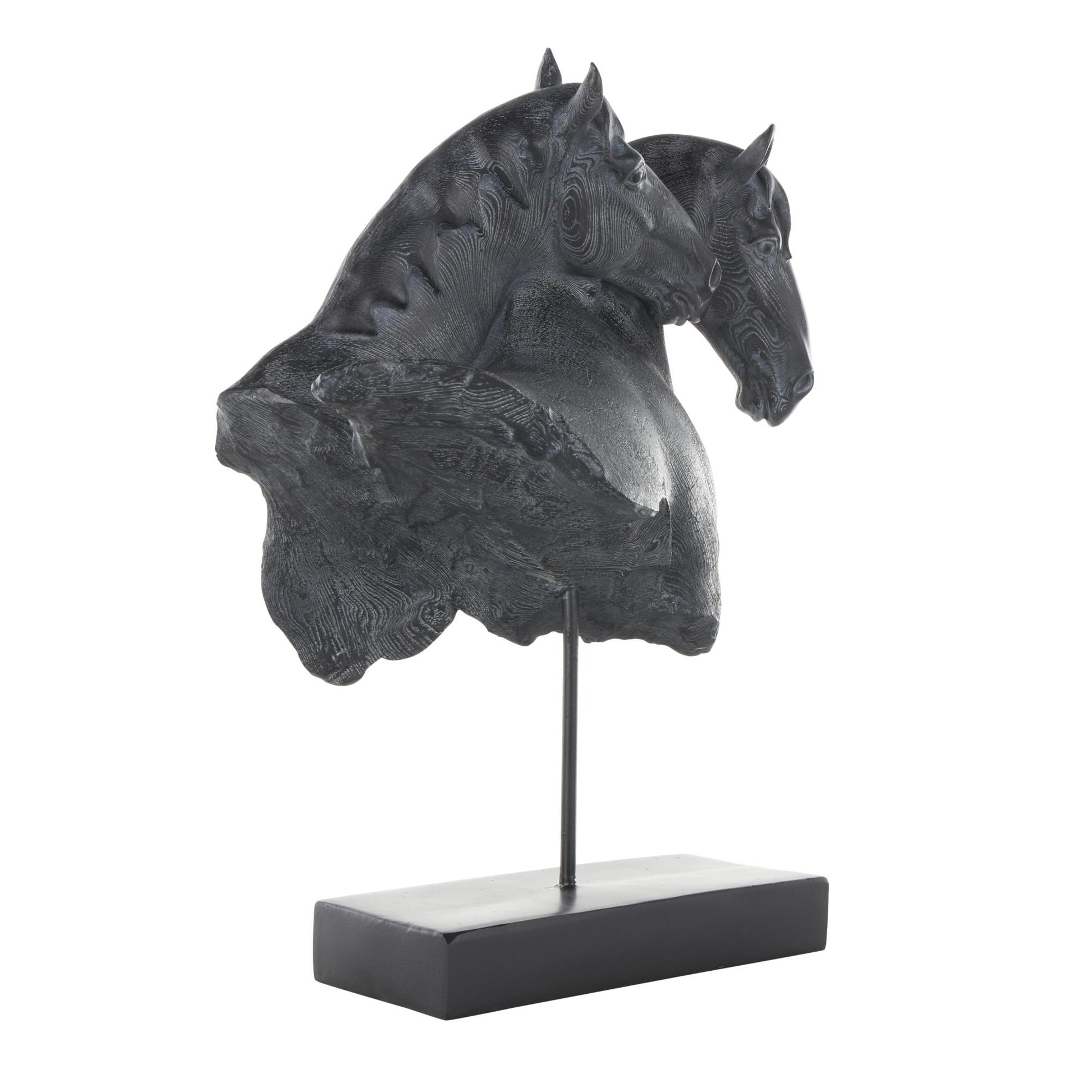 Horse Black Resin Bust Inspired Decorative Sculpture with Black Stand