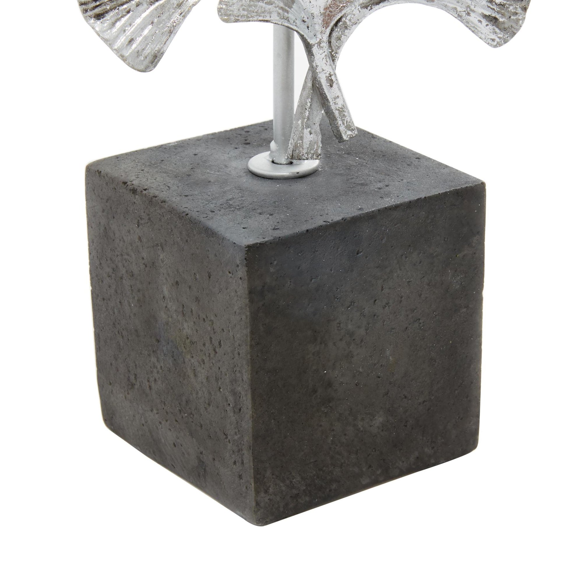 Floral Polystone Handmade Decorative Sculpture with Black Block Base