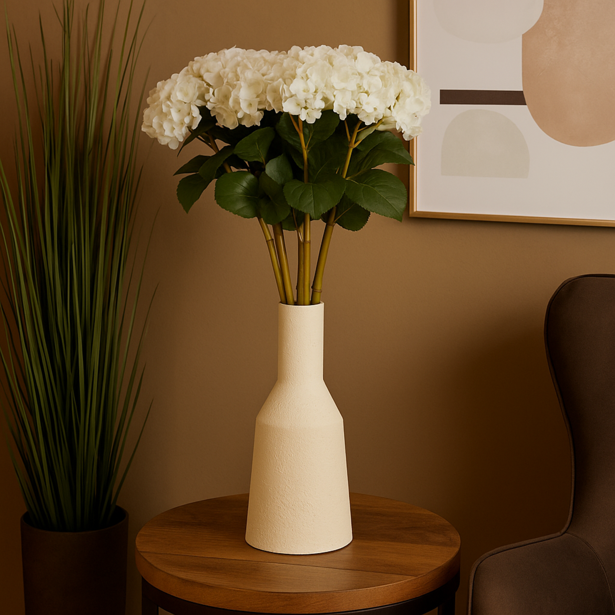 Set of 8 Hydrangea Faux Foliage Tall Indoor Outdoor Artificial Flower Stem