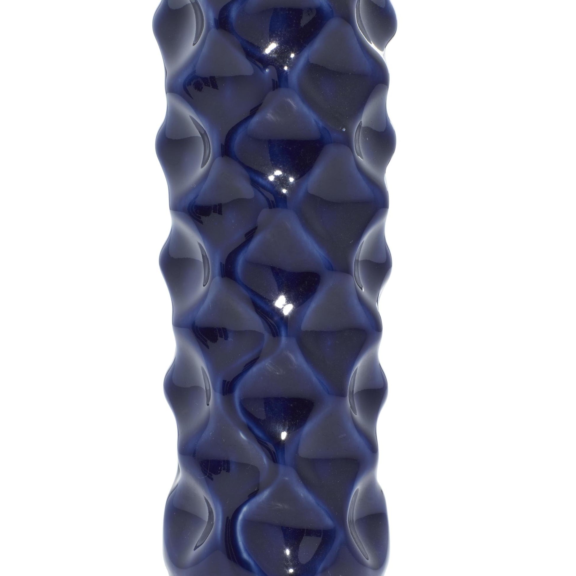 Set of 3 Dark Blue Ceramic Decorative Vase with Varying Patterns