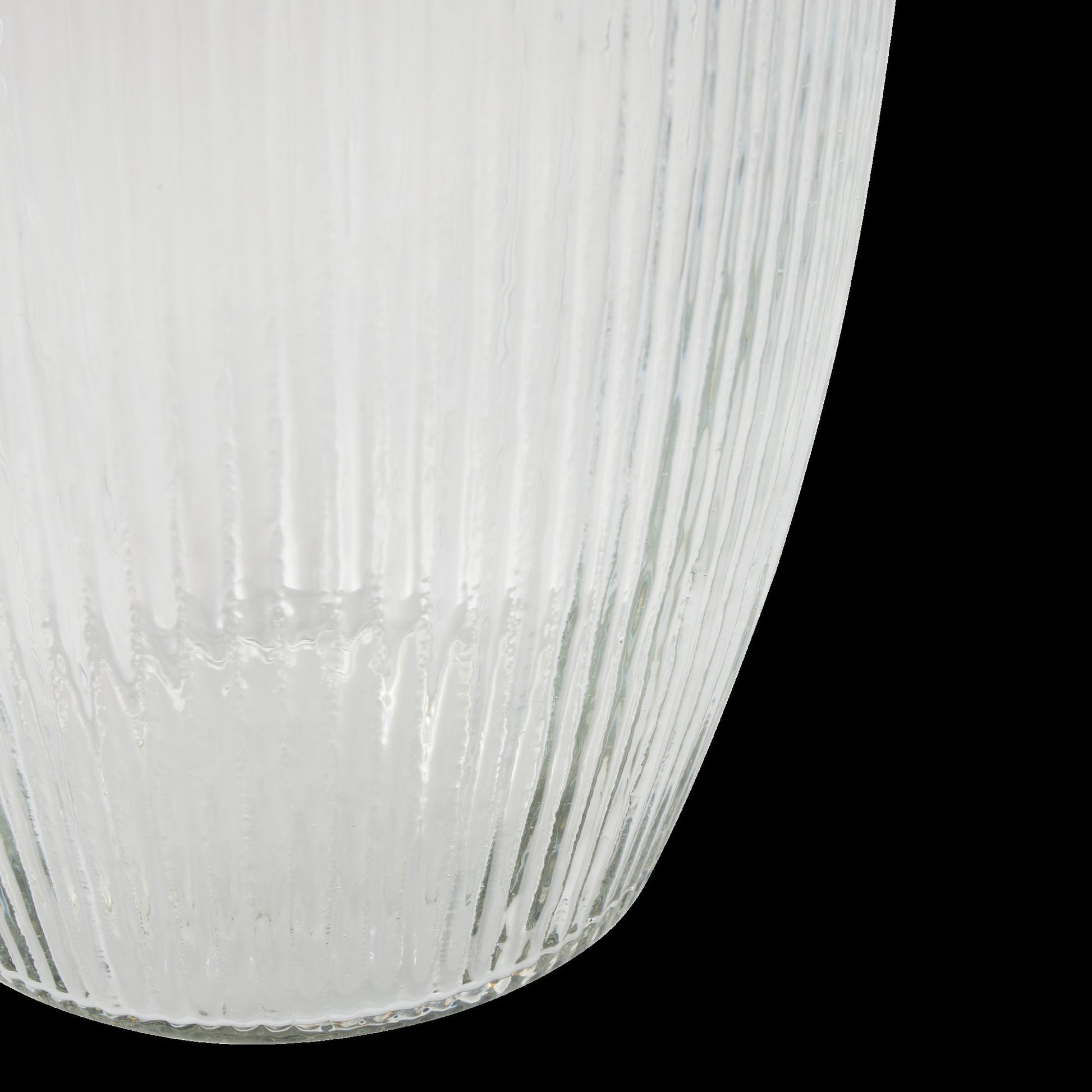 Glass Ribbed Fluted Decorative Vase 6" x 6" x 9"