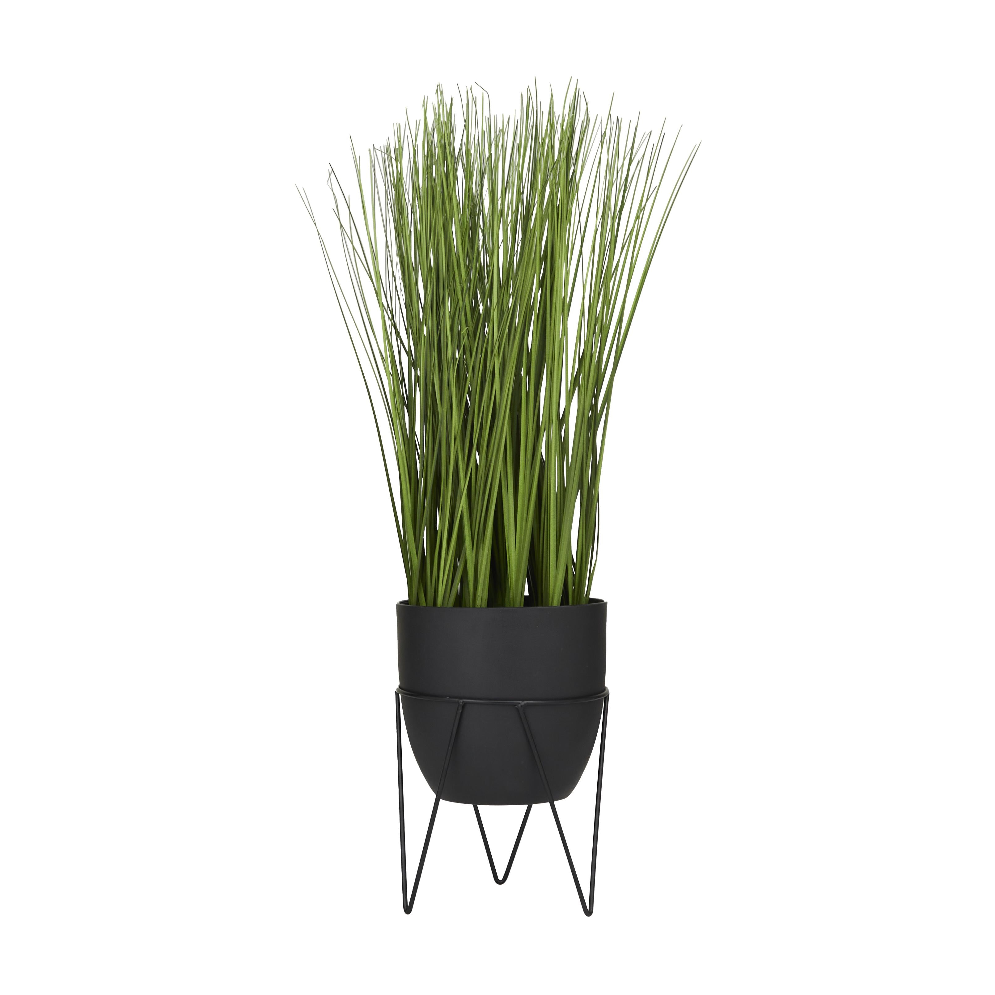 Wheatgrass Faux Foliage Indoor Outdoor Artificial Plant with Realistic Leaves and Metal Stand and Round Pot