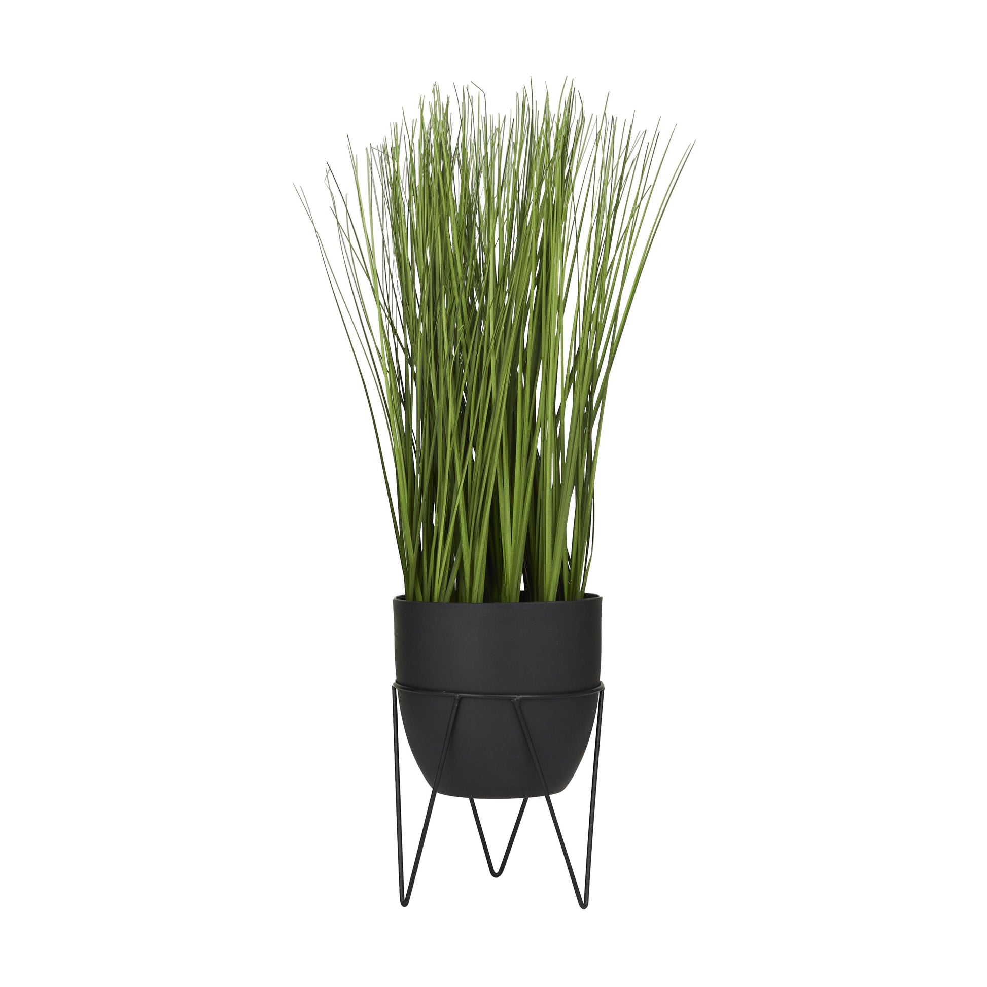 Wheatgrass Faux Foliage Indoor Outdoor Artificial Plant with Realistic Leaves and Metal Stand and Round Pot