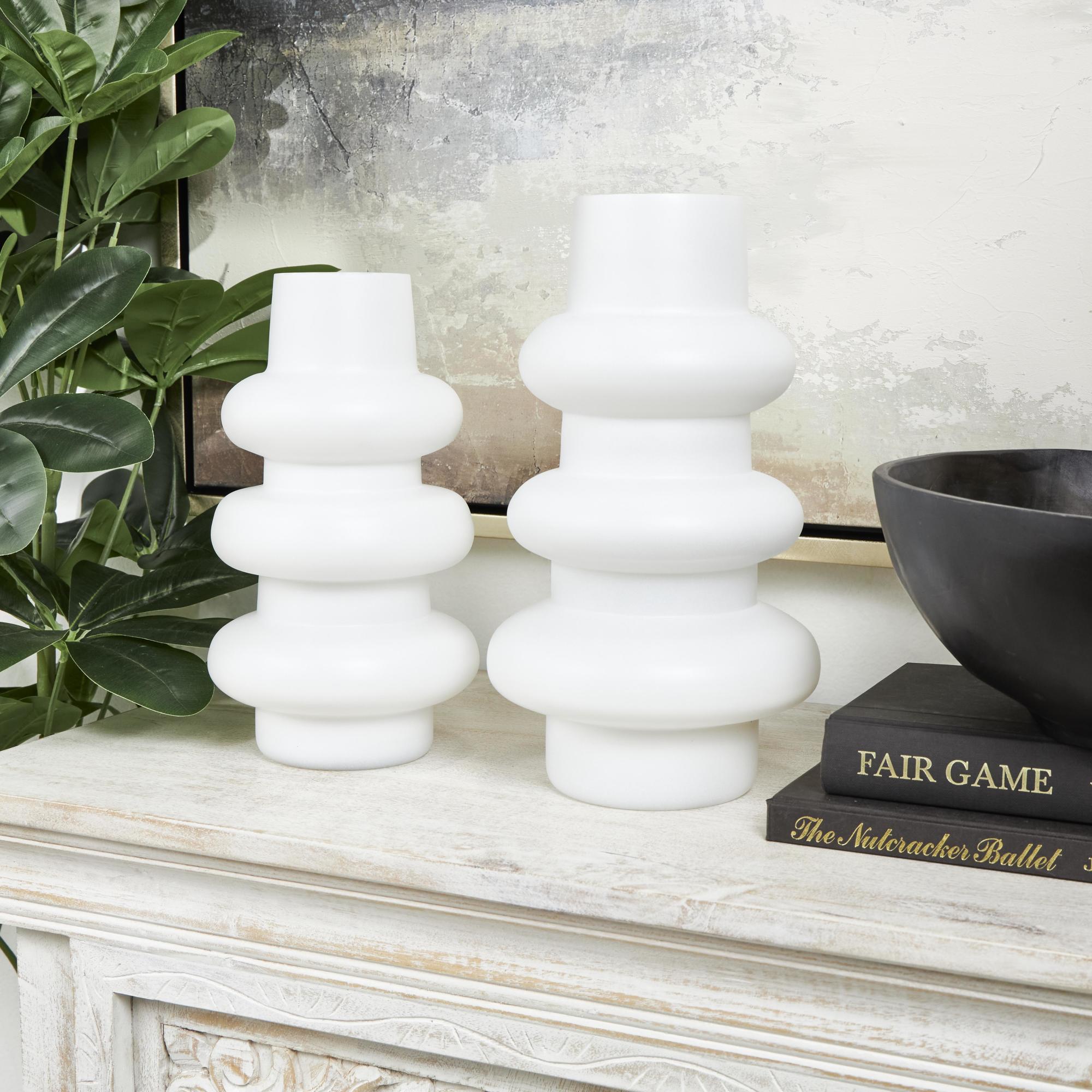 Set of 2 Glass Dimensional Bubble Decorative Vase