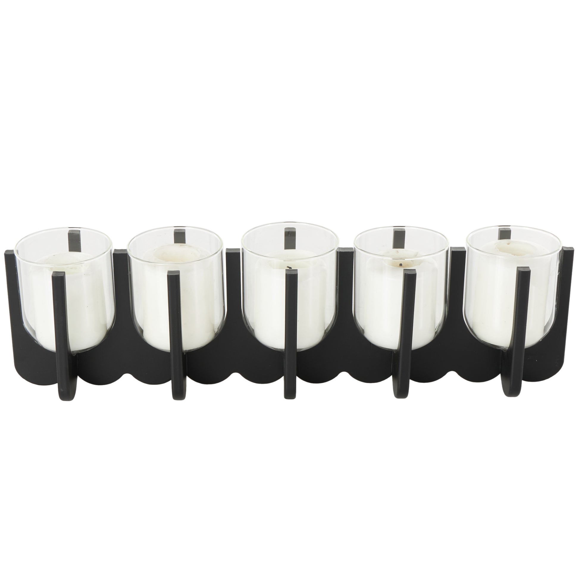 Black Wood Hurricane Decorative Candle Holder