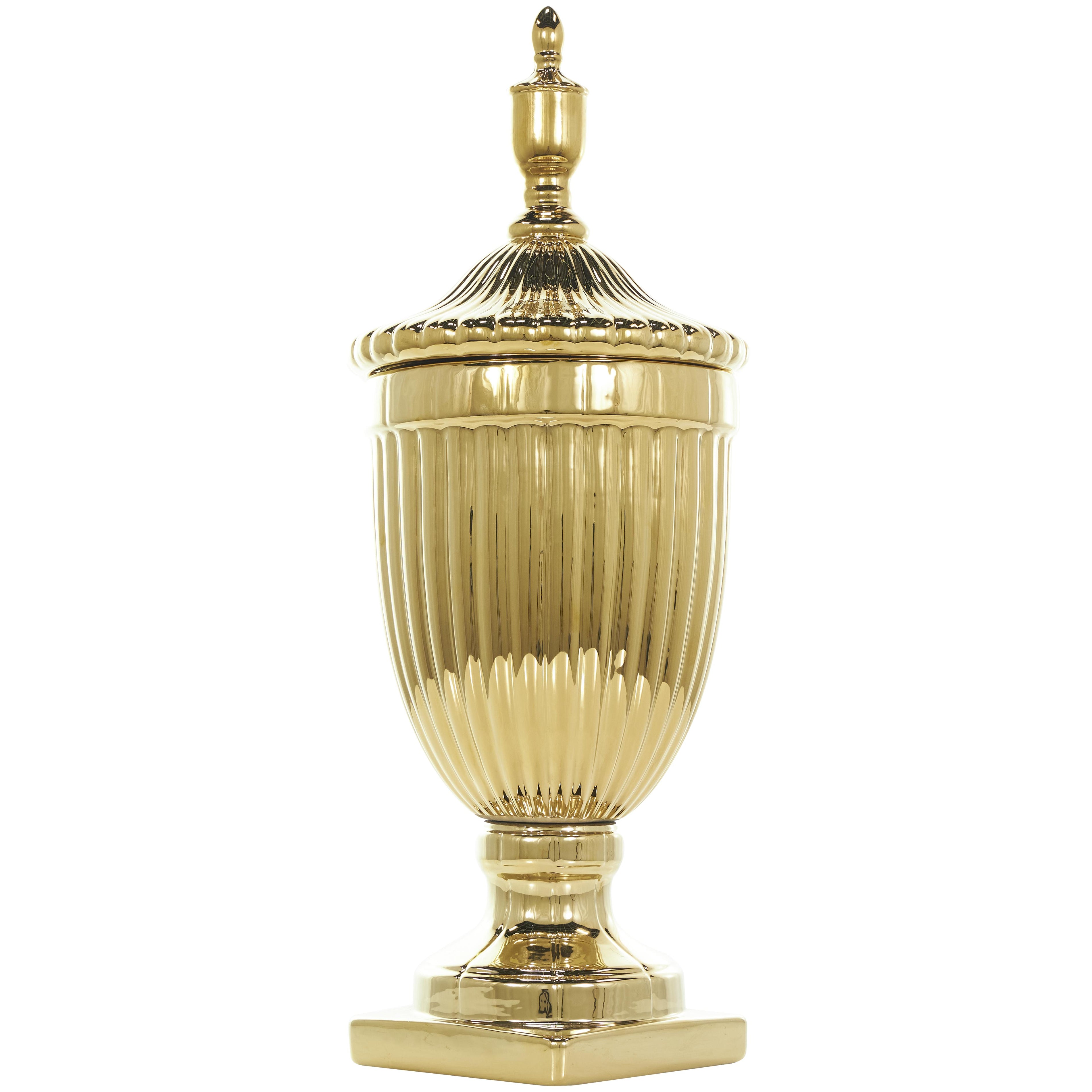 Ceramic Tall Fluted Urn Living Room Decorative Jars with Grooves and Lid