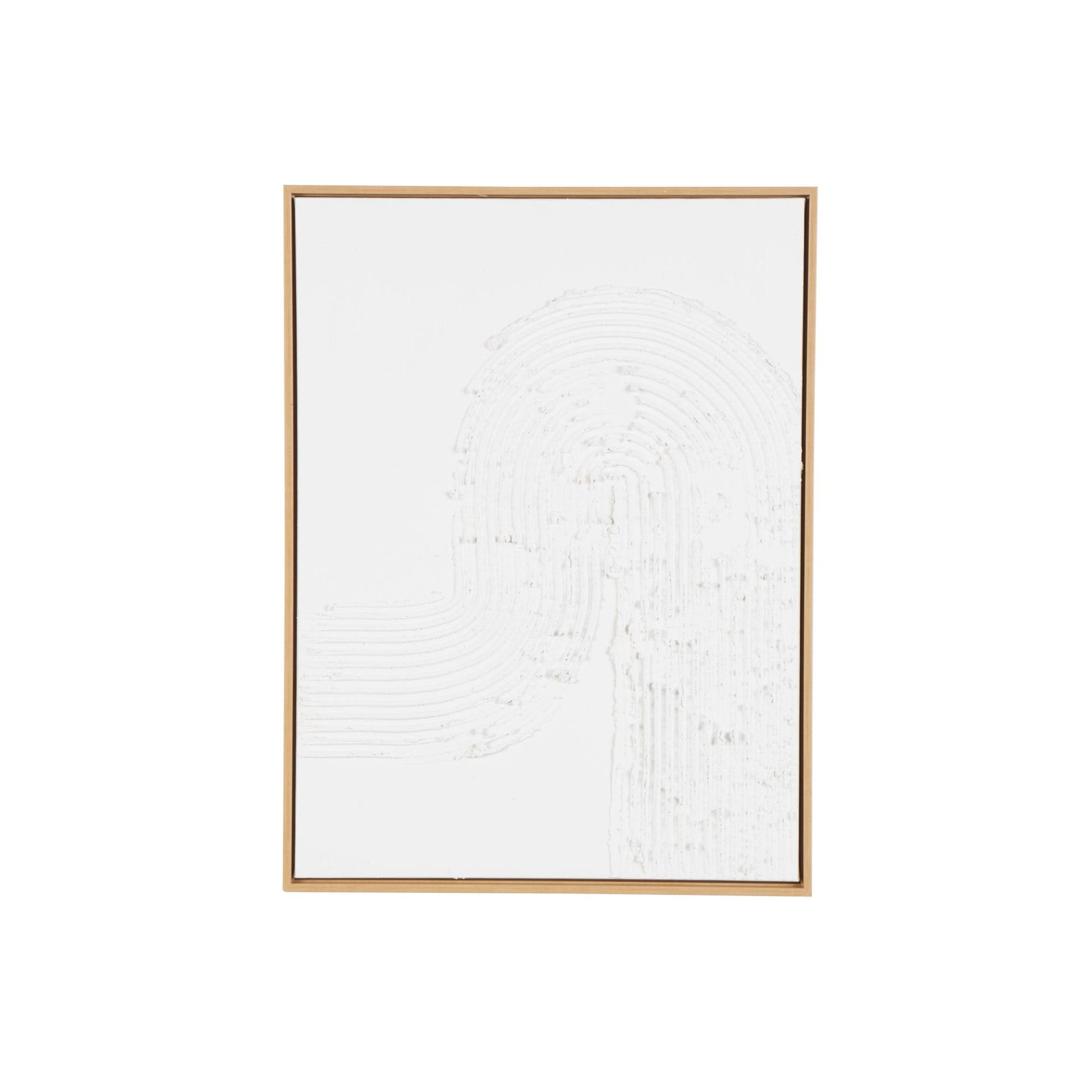 Abstract White Canvas Living Room Framed Wall Art with Brown Frame