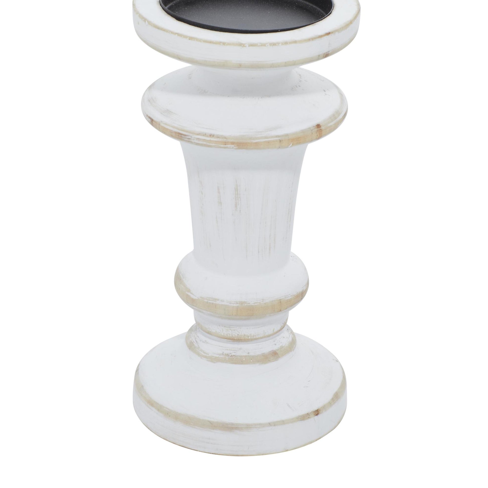 Set of 3 White Wood Decorative Candle Holder