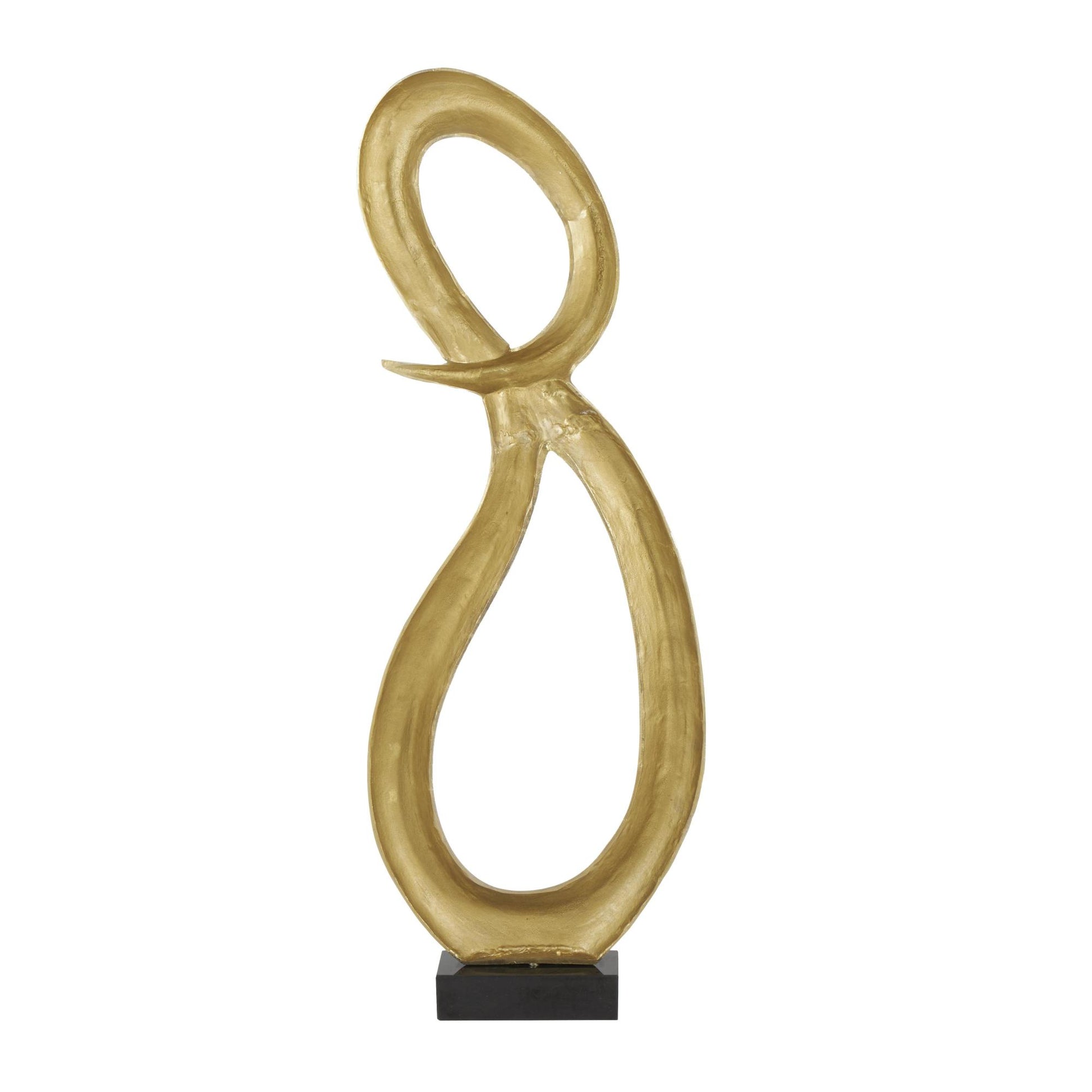 Abstract Aluminum Metal Tall Looped Floor Decorative Sculpture with Black Marble Base