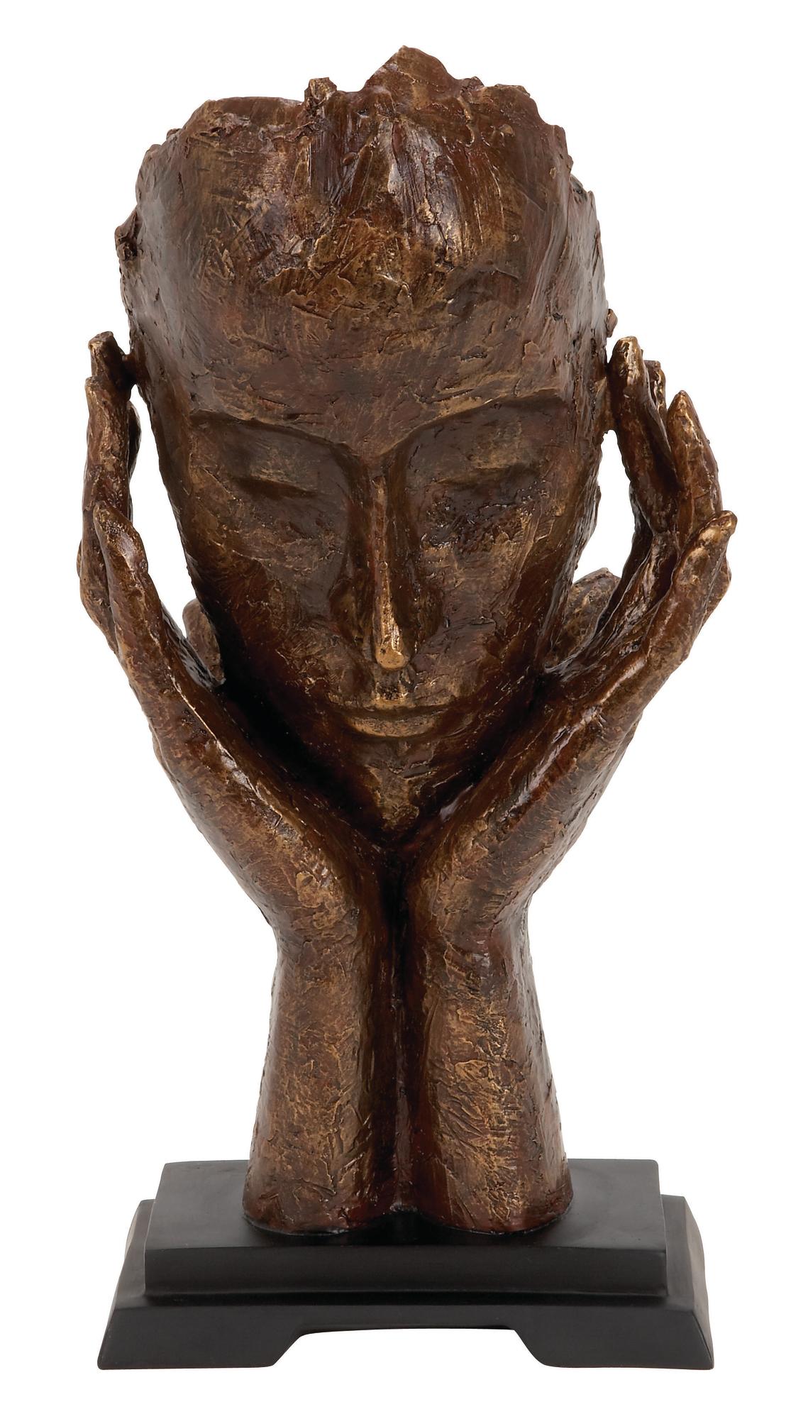 Mask Brown Polystone Thinker Decorative Sculpture