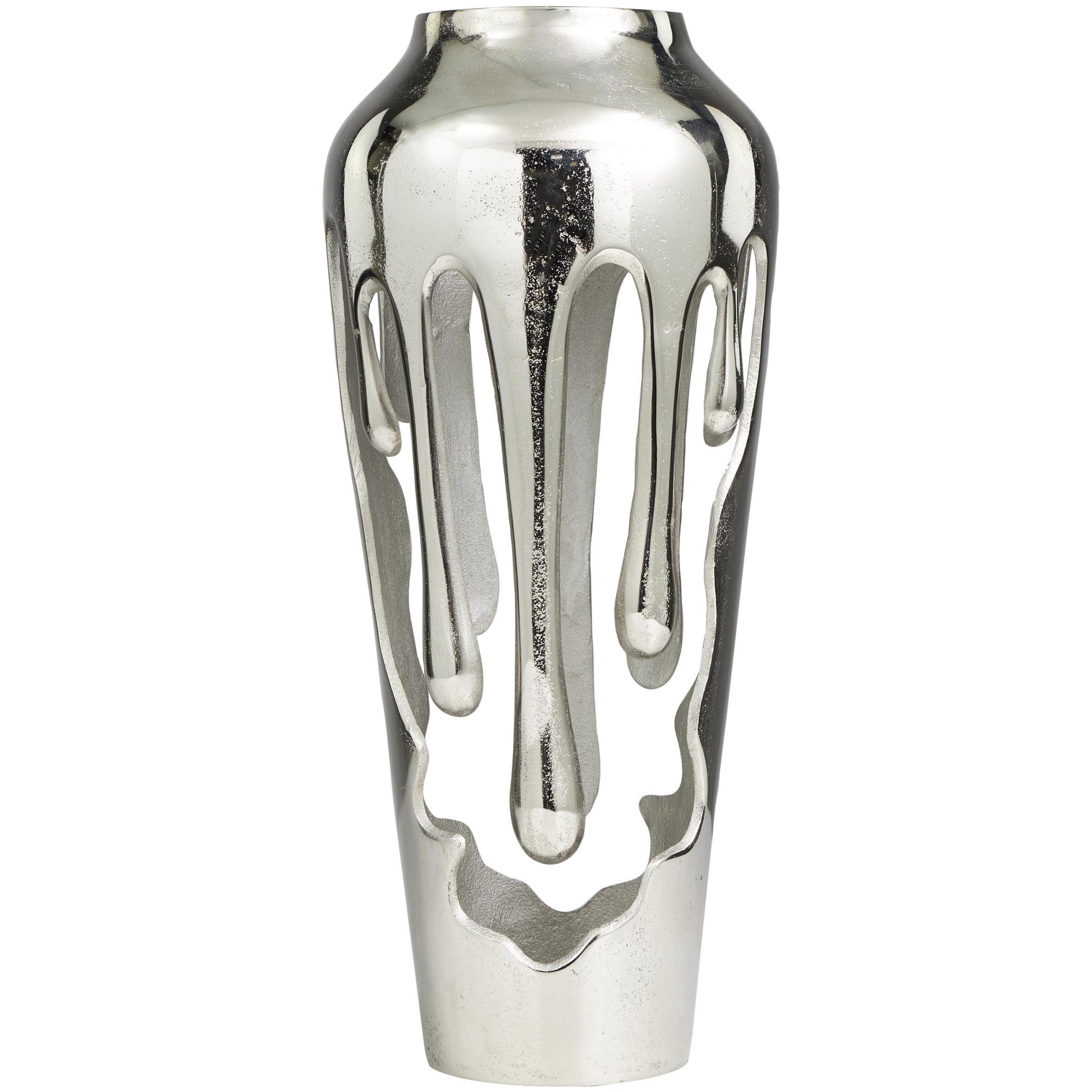 Abstract Aluminum Metal Drip Decorative Vase with Melting Designed Body