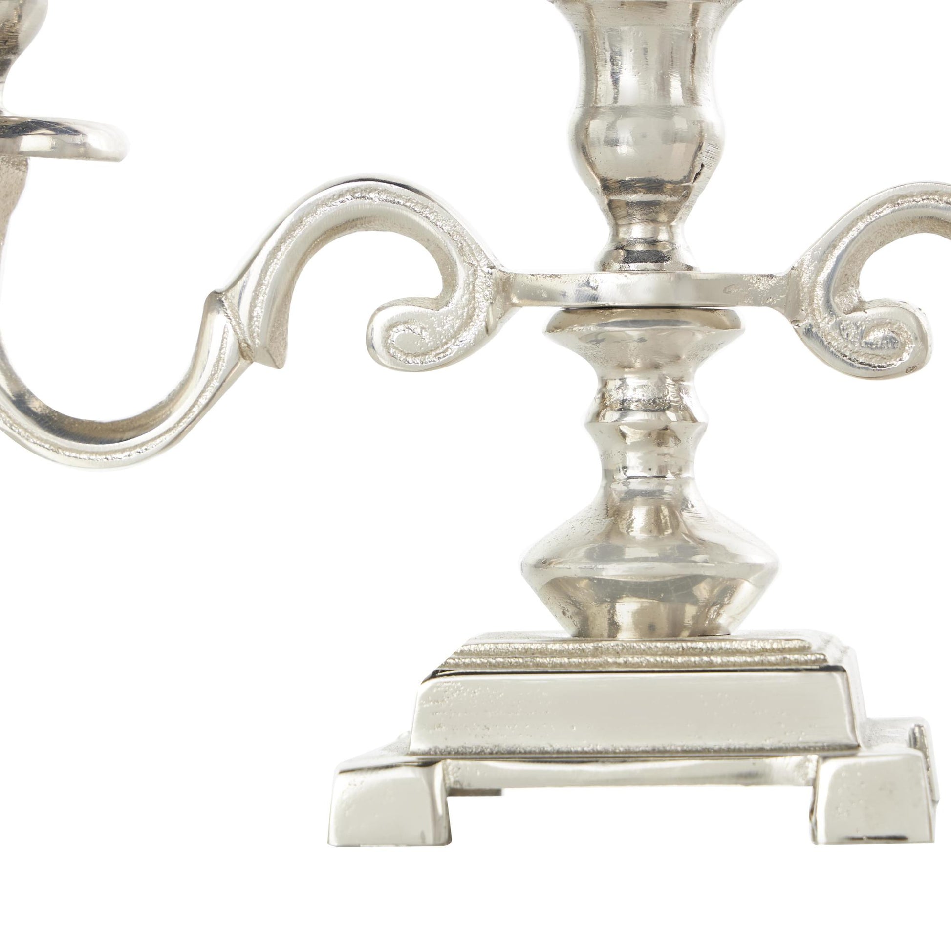 Scroll Silver Aluminum Metal Decorative Candelabra