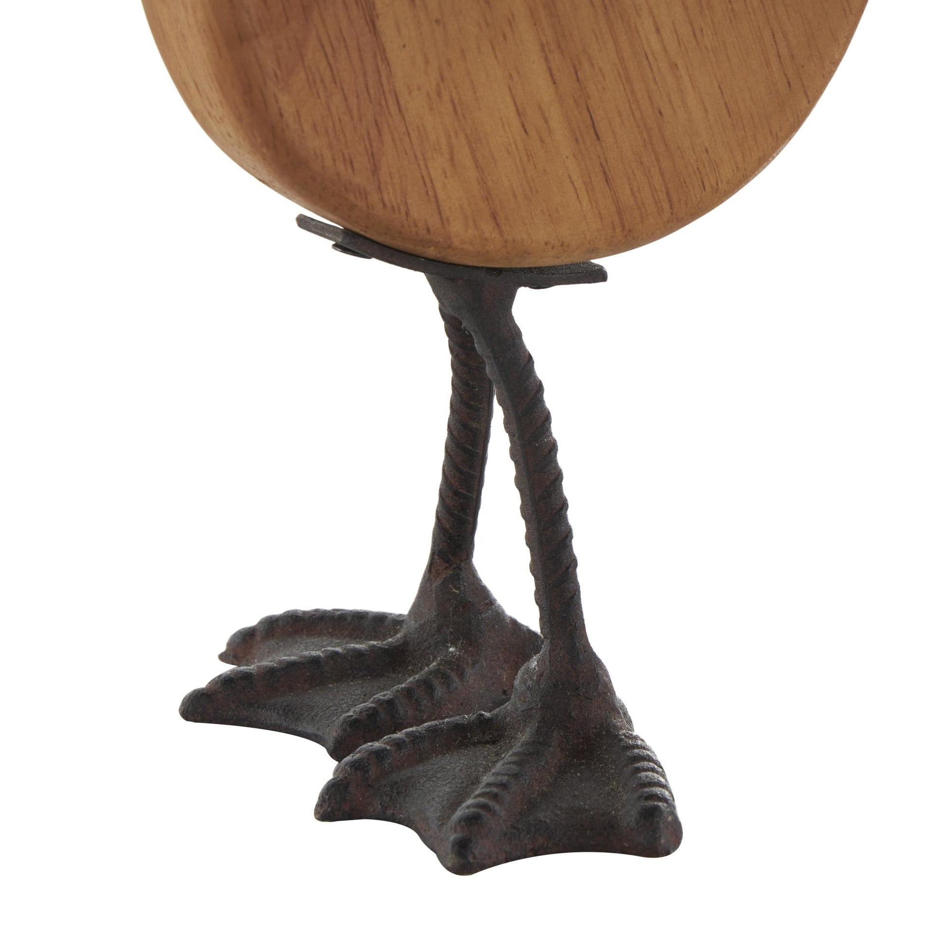 Set of 2 Duck Brown Wood Abstract Decorative Garden Sculpture with Black Metal Feet