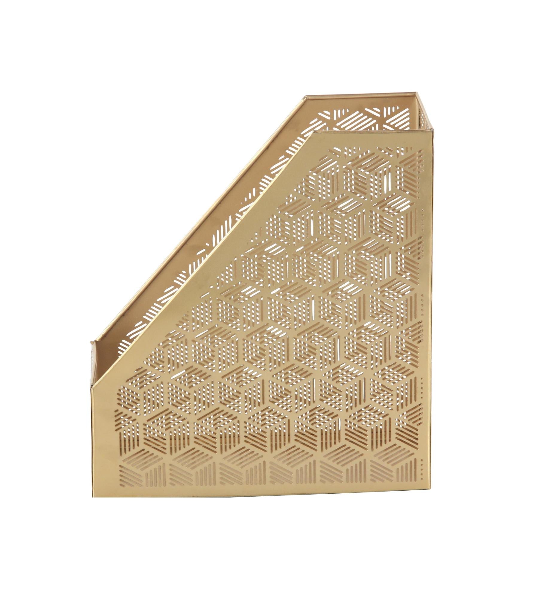 CosmoLiving by Cosmopolitan Floral Metal Single Slot Decorative Magazine Holder with Laser Carved Design