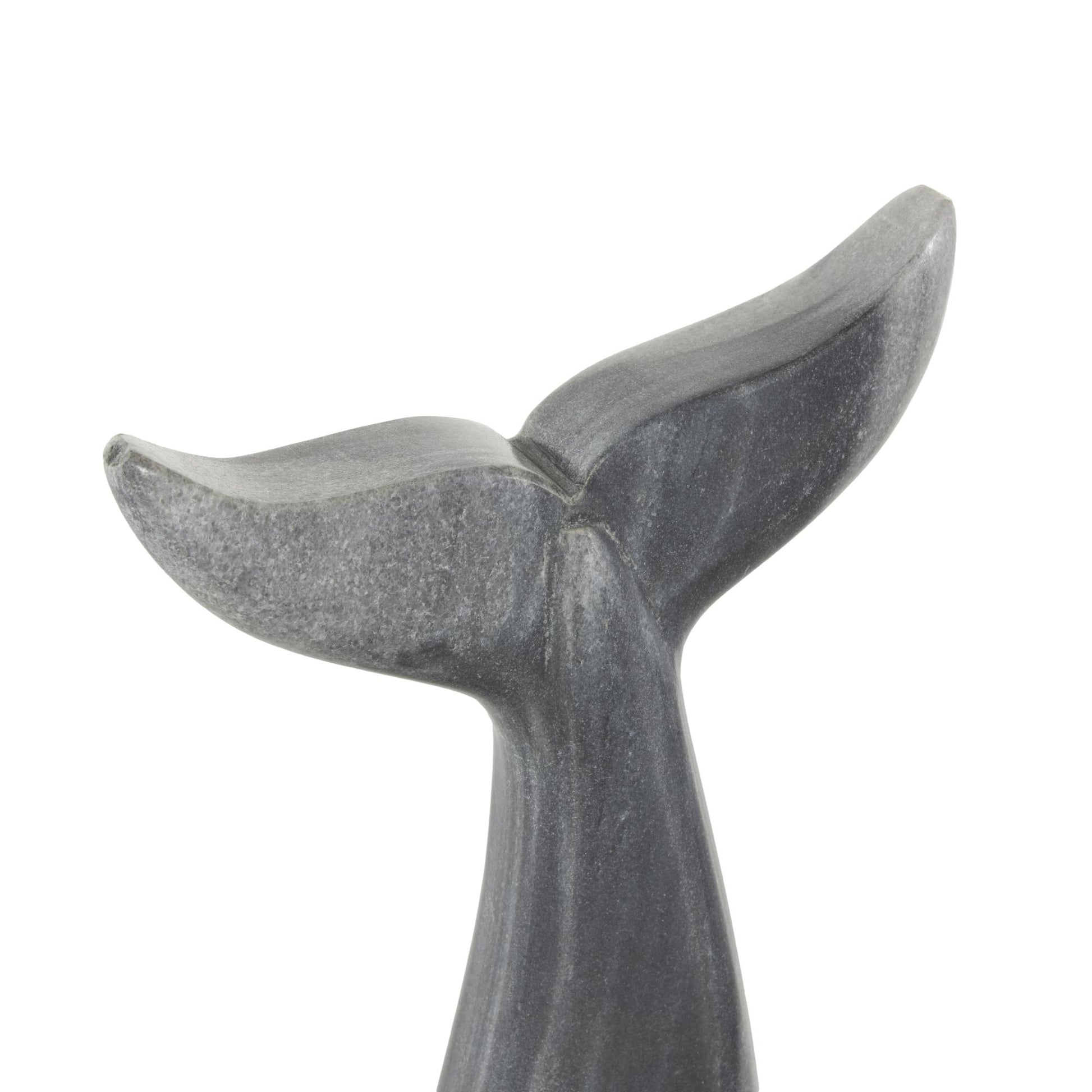 Set of 3 Whale Marble Tail Decorative Sculpture