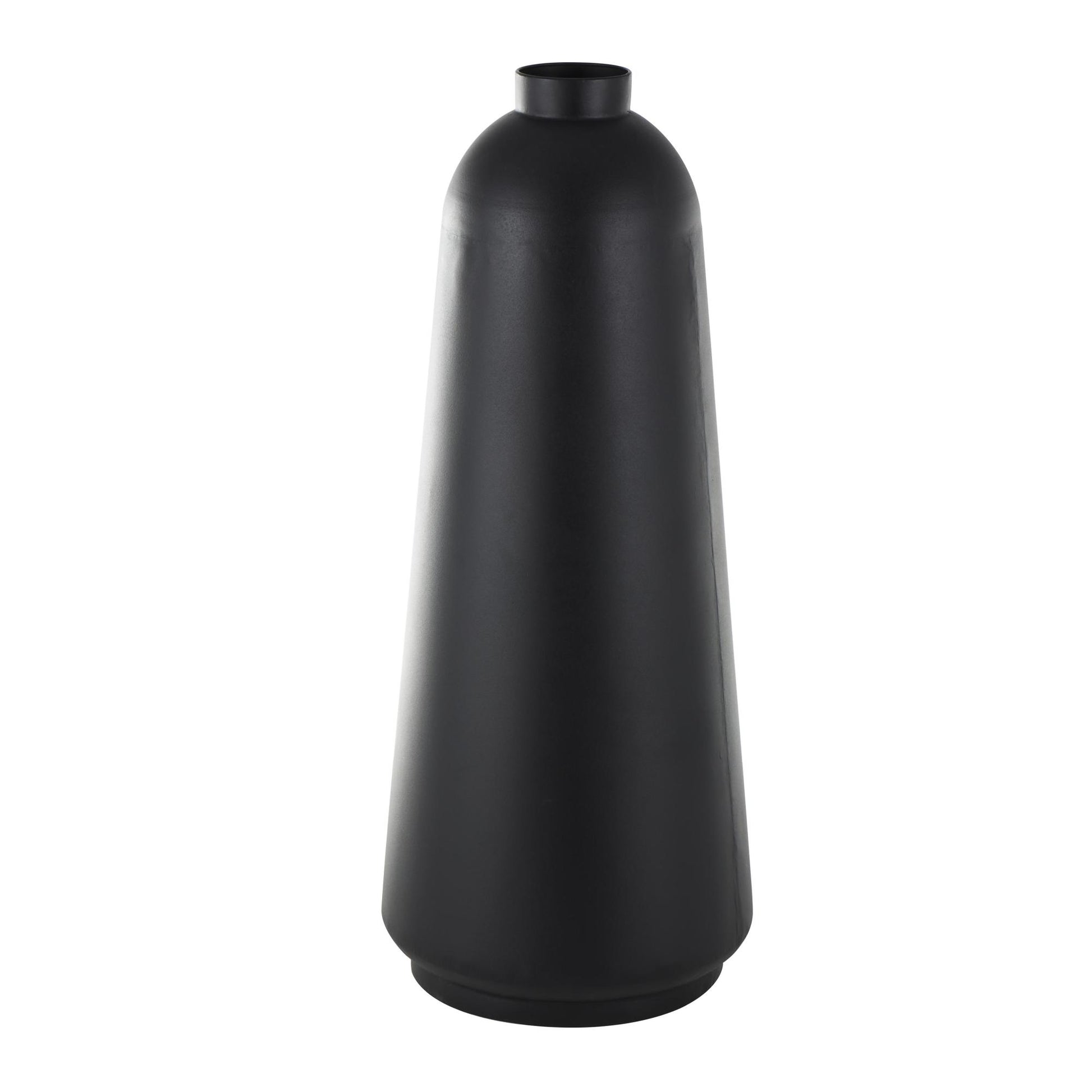 Black Metal Decorative Vase with Narrow Opening