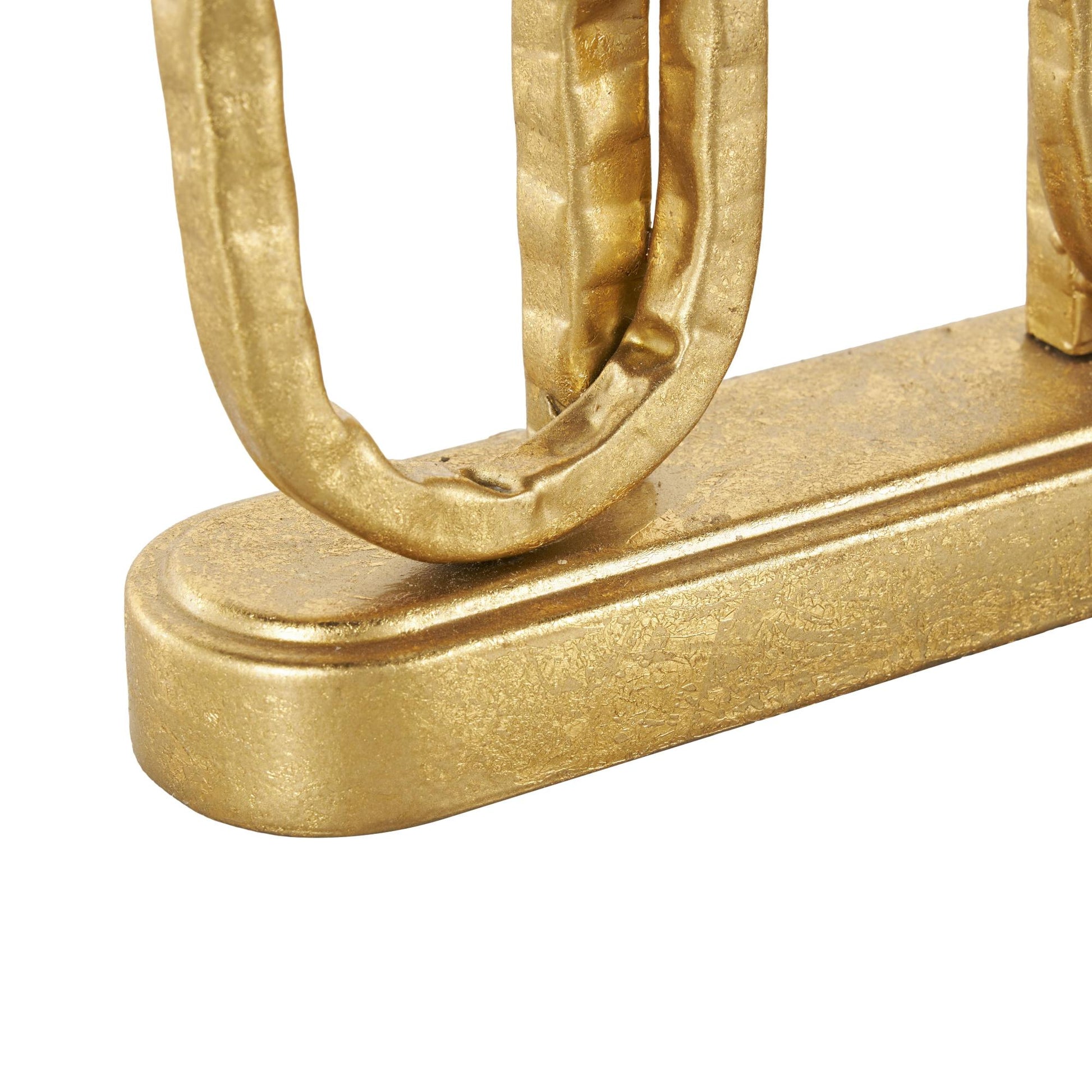 Gold Metal Interlocked Chains Decorative Candle Holder with Rectangle Base