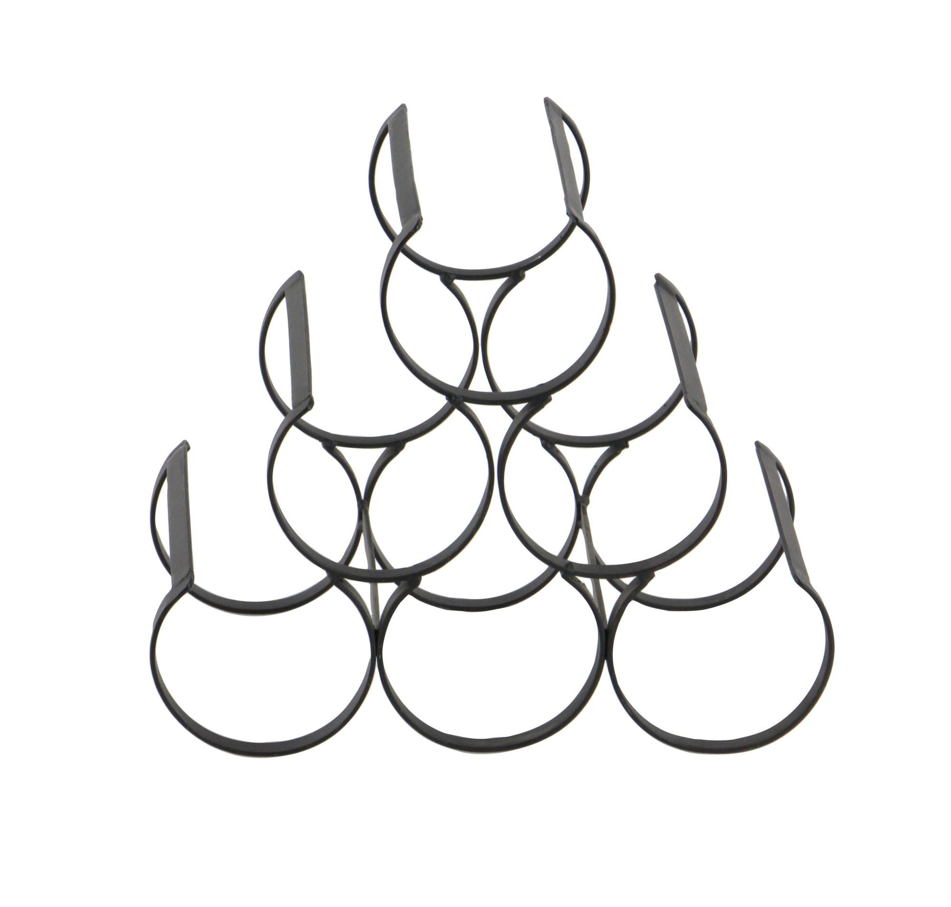 Black Metal 6 Bottle Kitchen Wine Rack with Curved Holders