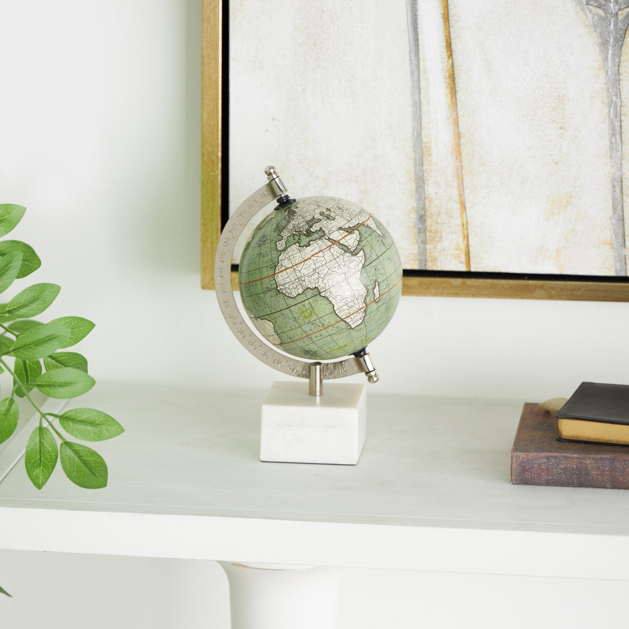 World Map White Marble Educational/Geographic Earth Globe with Marble Base