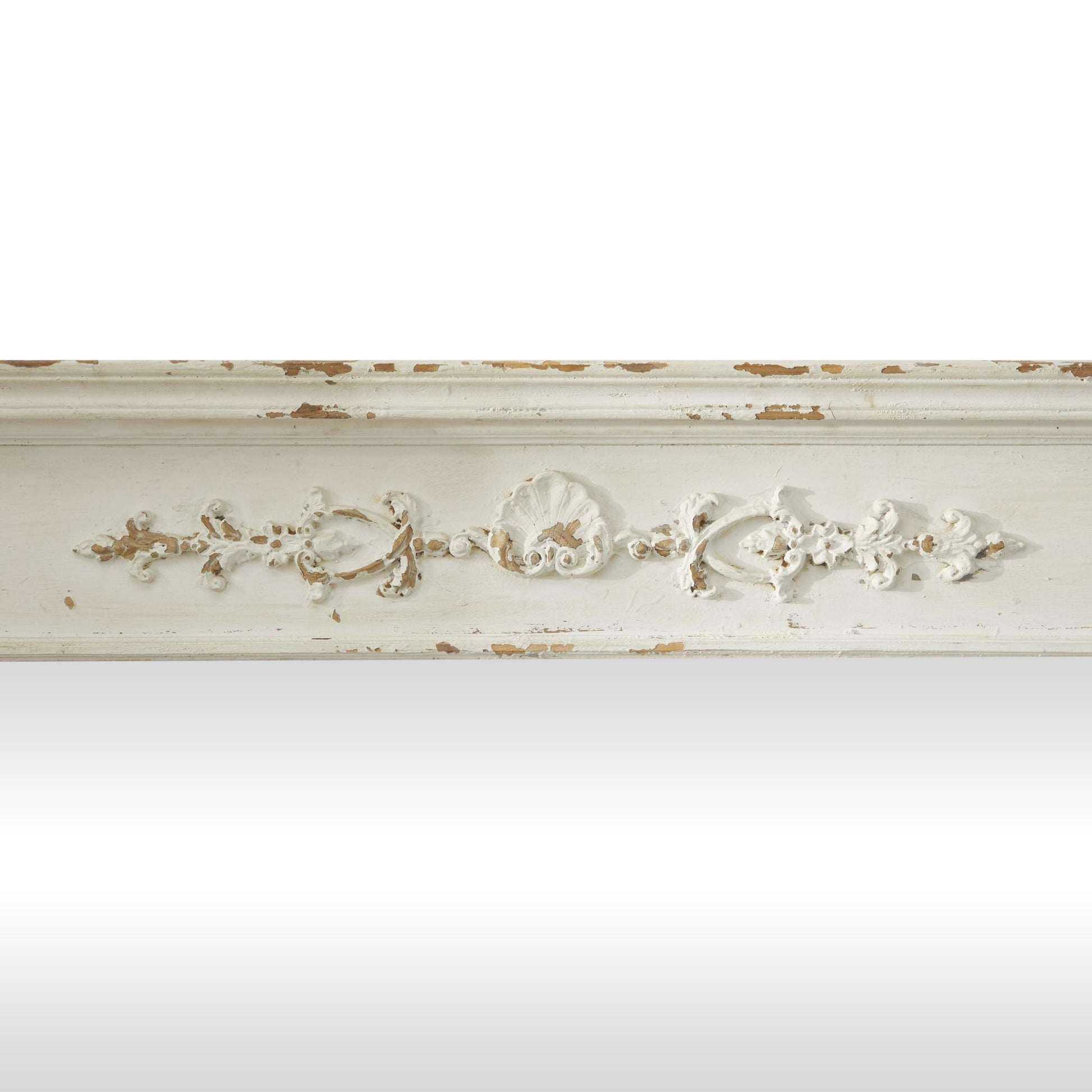 Floral Cream Wood Carved Room Wall Mirror with Distressing
