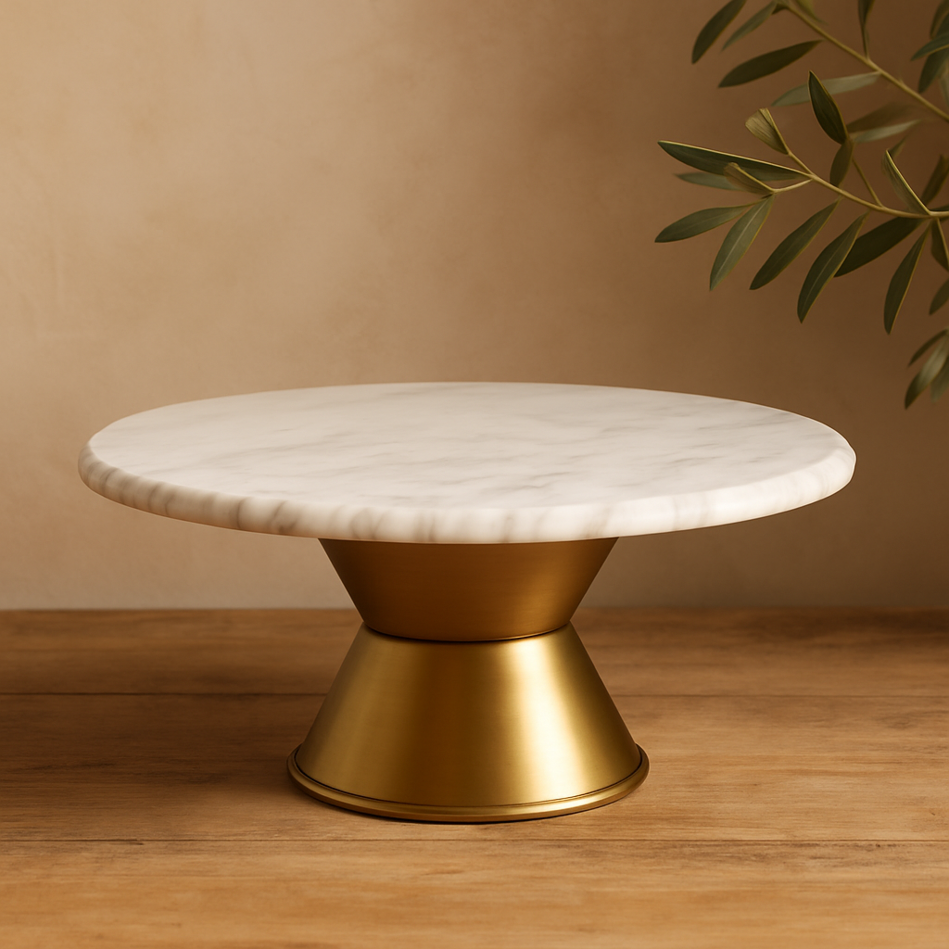 White Marble Decorative Cake Stand with Gold Base