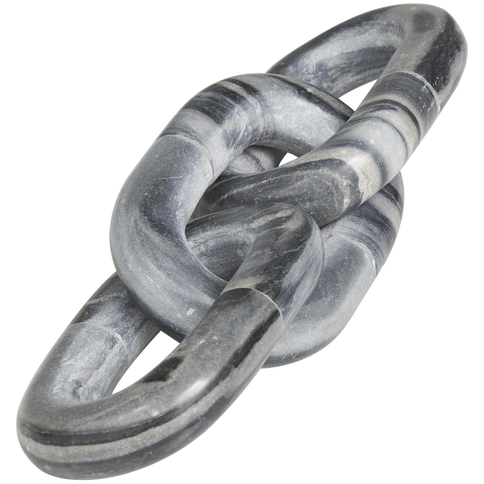 Chain White Marble Handmade Geometric 2 Link Decorative Sculpture