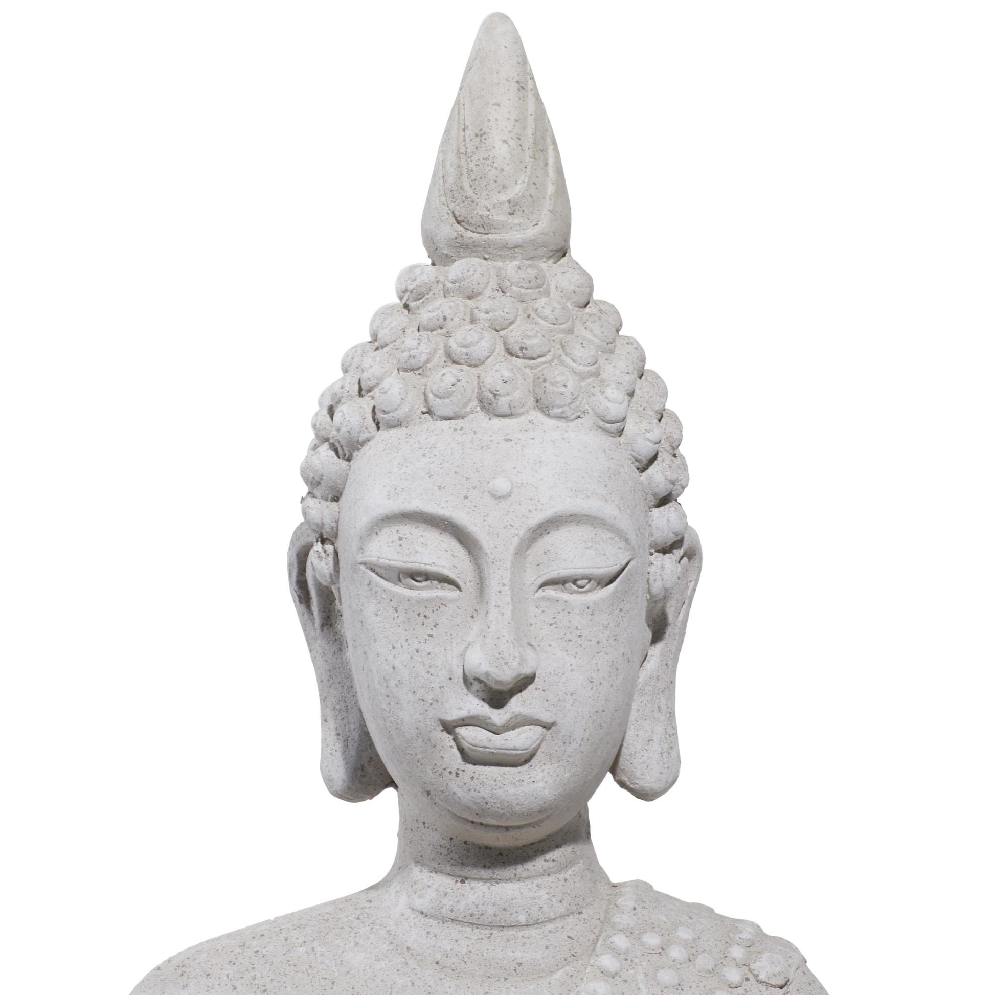 Buddha Gray Magnesium Oxide Indoor Outdoor Meditating Decorative Garden Sculpture with Floral Carvings