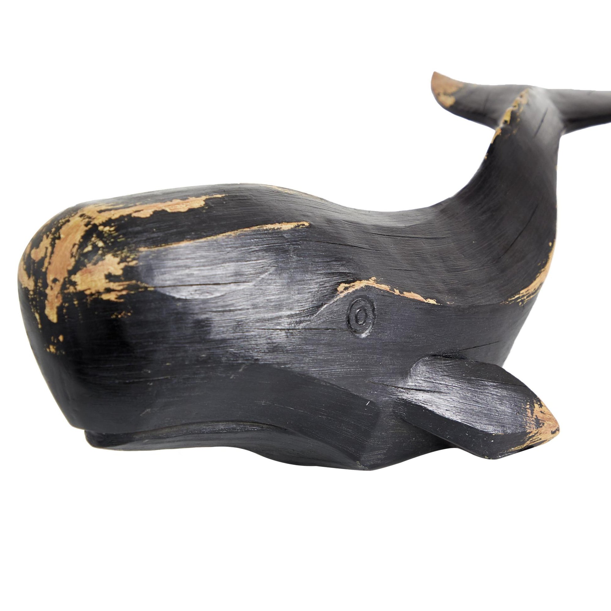 Whale Black Polystone Handmade Decorative Sculpture