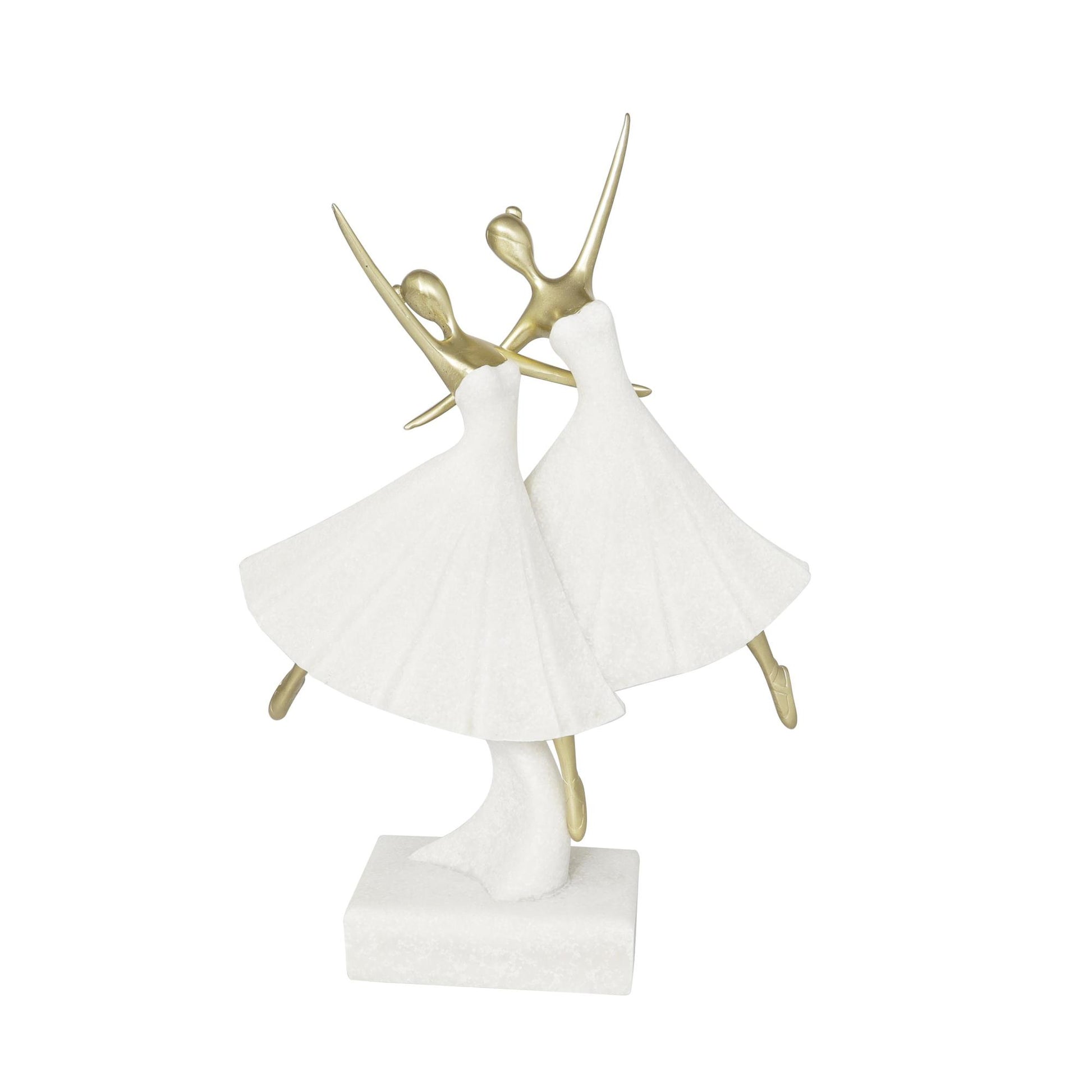Dancer Cream Polystone Ballet Decorative Sculpture with Gold Accents