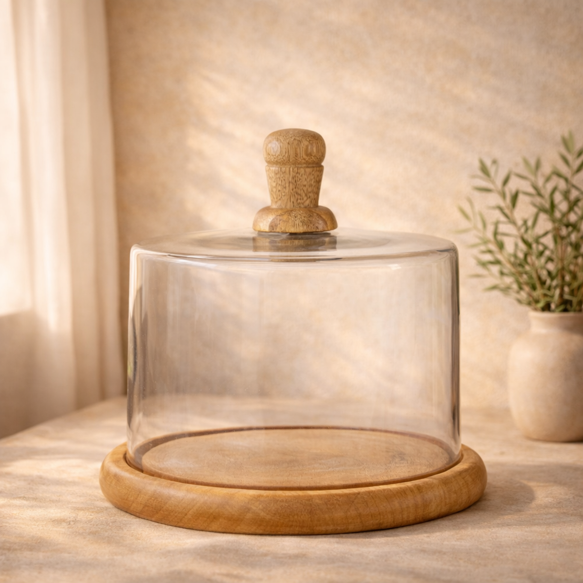 Brown Glass Decorative Cake Stand with Glass Lid