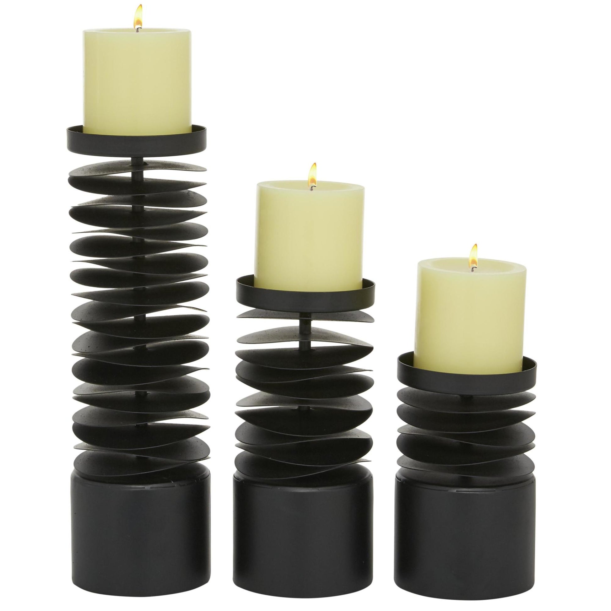 Set of 3 Black Metal Decorative Candle Holder
