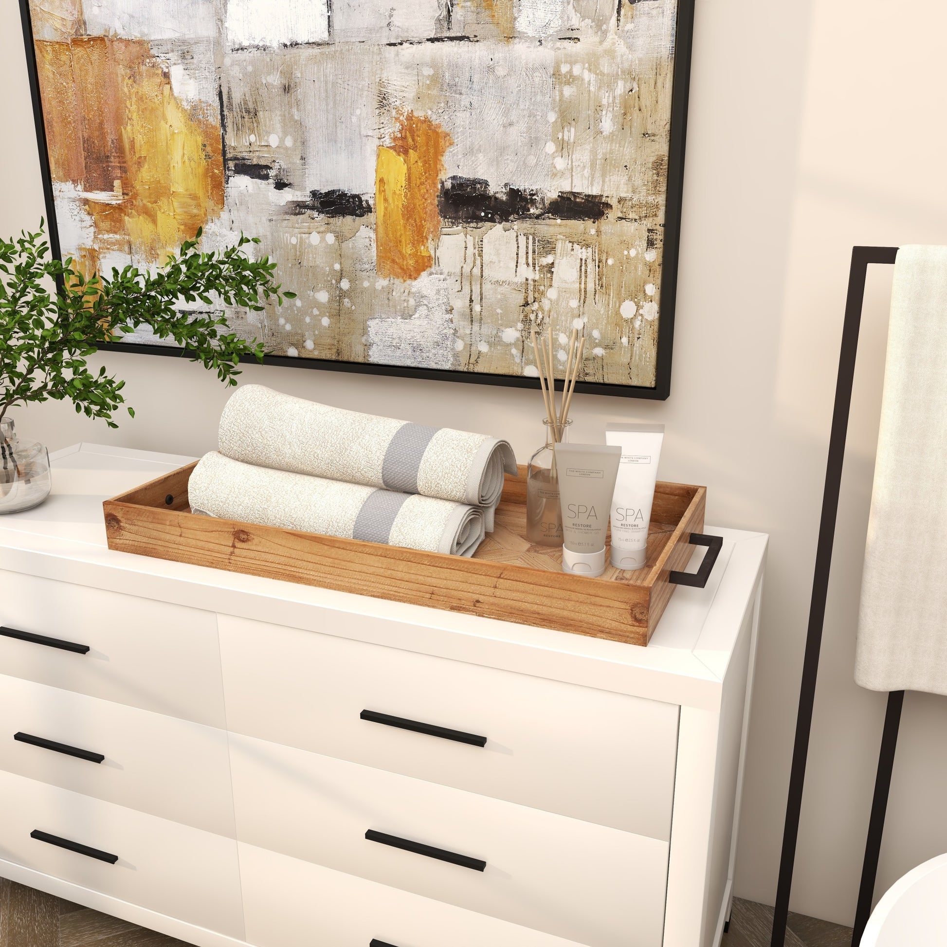 Brown Wood Living Room Decor Tray